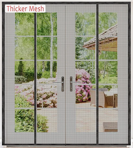 Magnetic Screen Door for Sliding & French Doors 72"x80",Thicker 250 g/㎡ Mesh,Closely Spaced Magnets for a Tight Seal,Double Door Magnet Sliding Screen Door for French Door,Screen Size 74x81 Inch