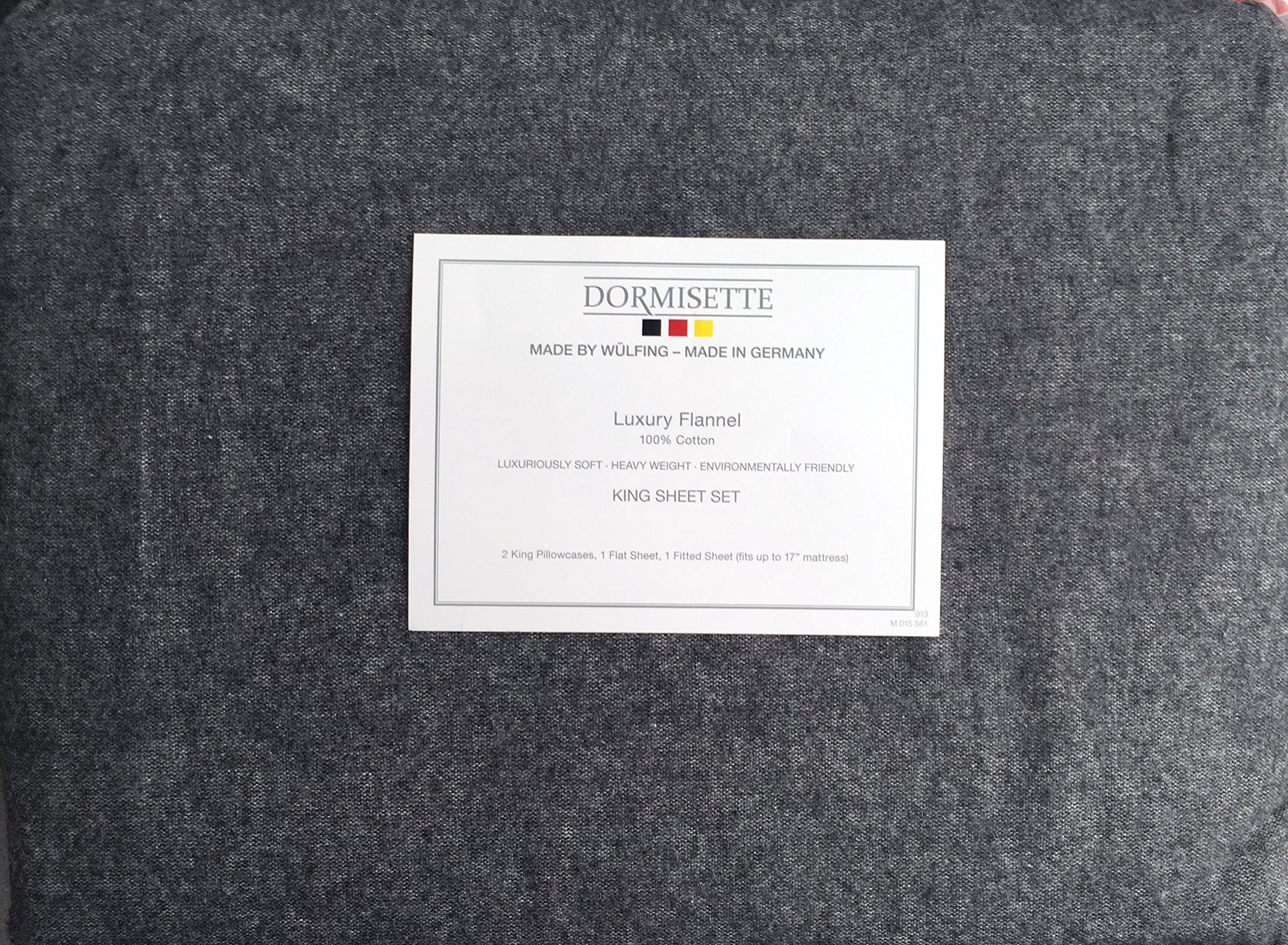 Dormisette4 Piece King Luxury Cotton Flannel Sheet Set Solid Medium Gray