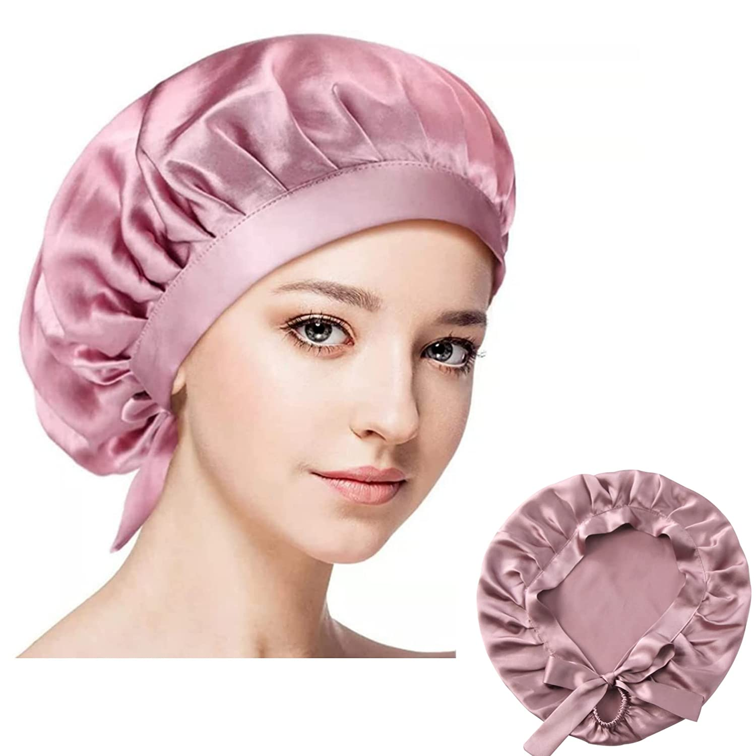 Silk Sleeping Bonnet Set Elegant Hair Care Caps for Natural Curly Styles 4PCS Silk Bonnet Set for Black Women - Satin Sleep Cap for  main image 3