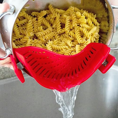 Miniatura 2 de Colador de pasta de silicona con clip, ajuste universal para todas las ollas y tazones, escurridor a presión para pasta, carne, verduras, frutas,