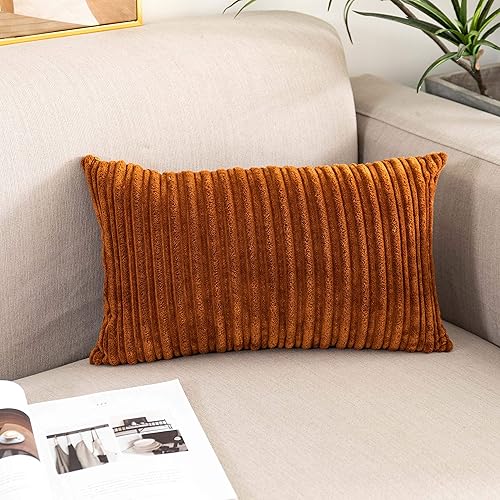 Miniatura 698 de UGASA - Juego de 2 fundas de almohada de terciopelo a rayas, funda decorativa para cojín con cremallera oculta para el hogar, sofá, dormitorio,