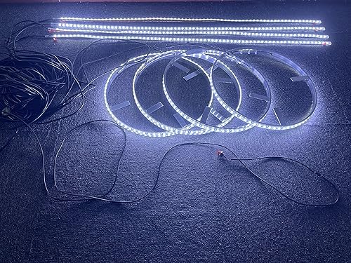 Sando Tech - Anillo de rueda LED iluminado, de 17.5 pulgadas, color blanco puro, de doble cara, de doble fila, luz intermitente para llantas, IP68,