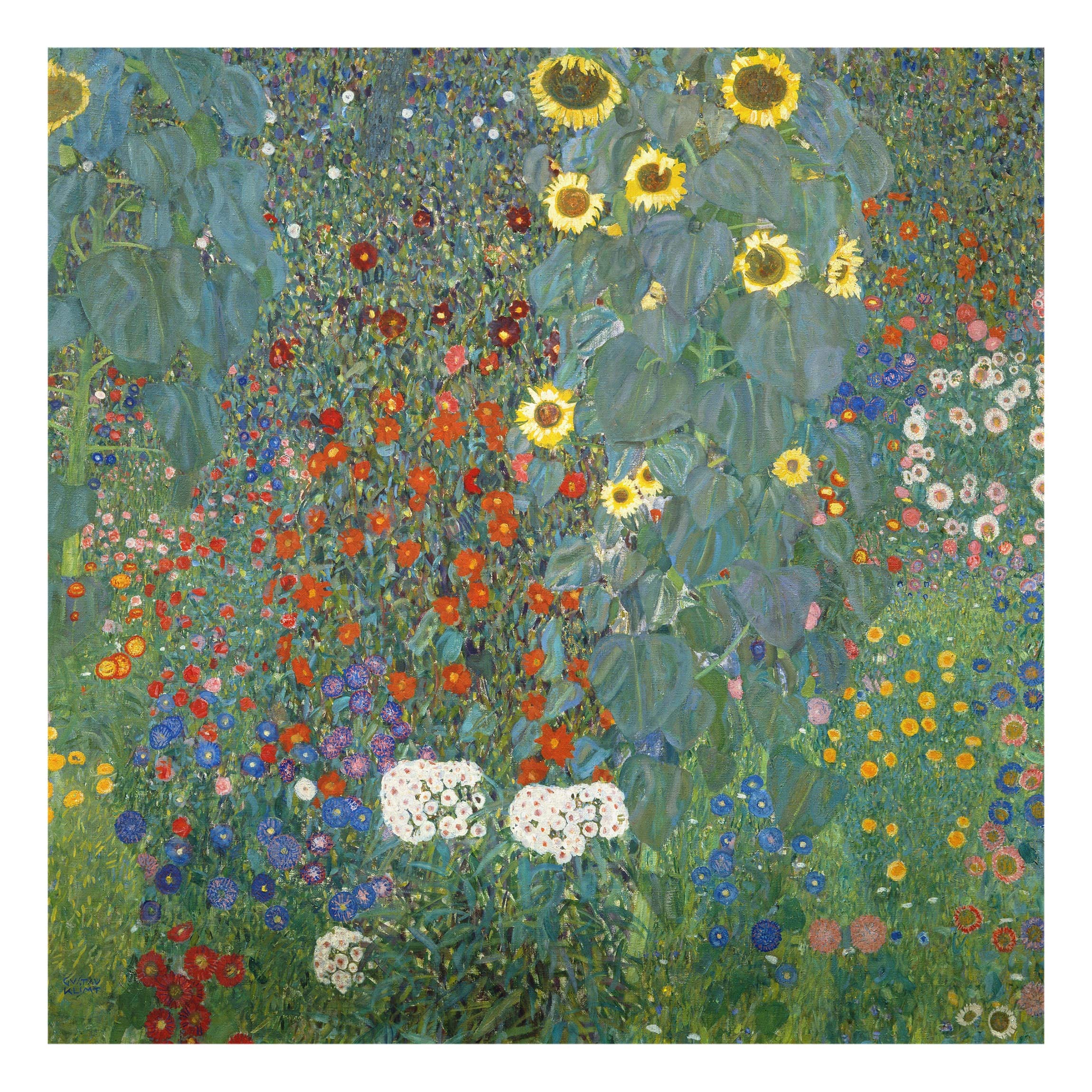 BilderweltenGlass Splashback Niche cladding - Gustav Klimt - Garden Sunflowers 59 x 60cm