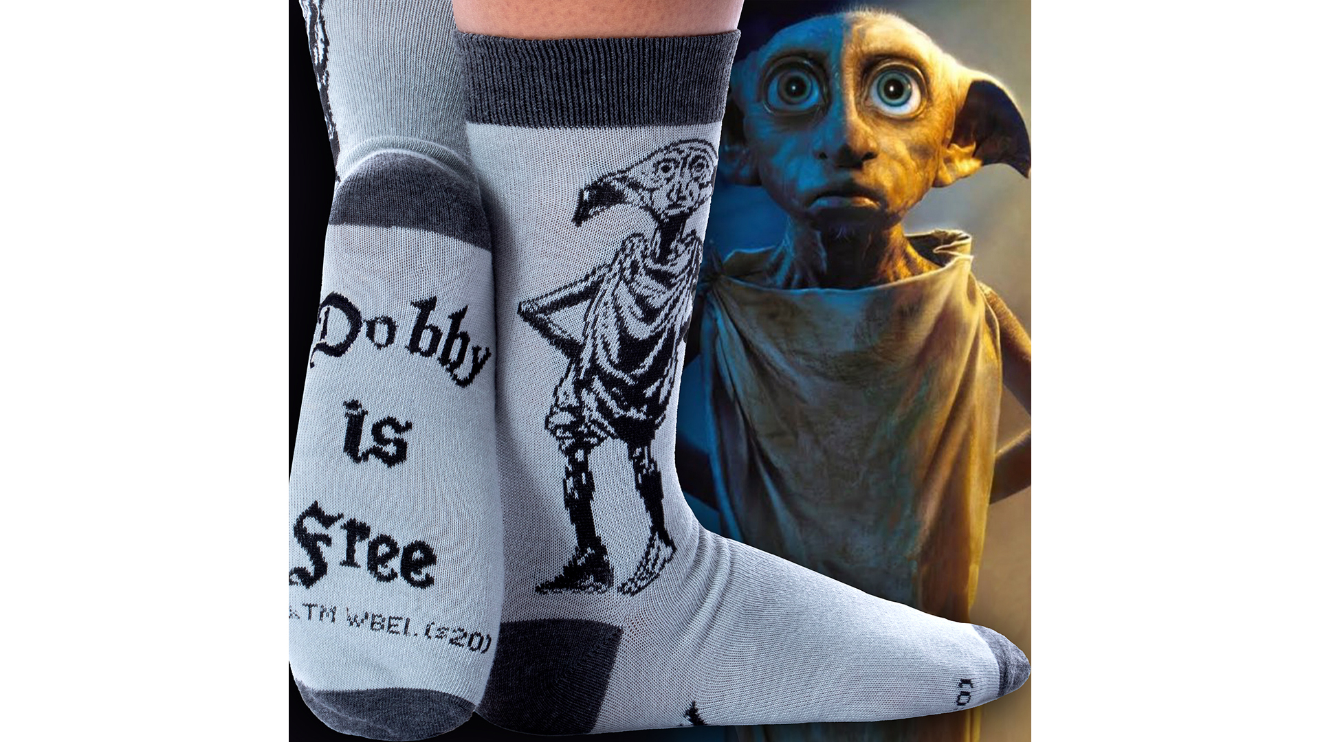 Harry Potter Socken 'Dobby Is A Free Elf' – 2 Paar, Baumwollmix, Knöchellang | Offizieller Harry Potter Fan-Artikel