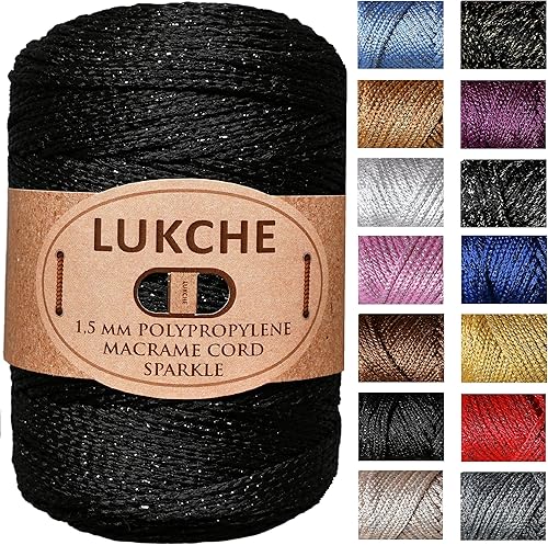 Lukche Cordón de macramé de poliéster de alta calidad de 0.059 in x 153 yardas, cuerda colorida, hilo de ganchillo, suministros de macramé para