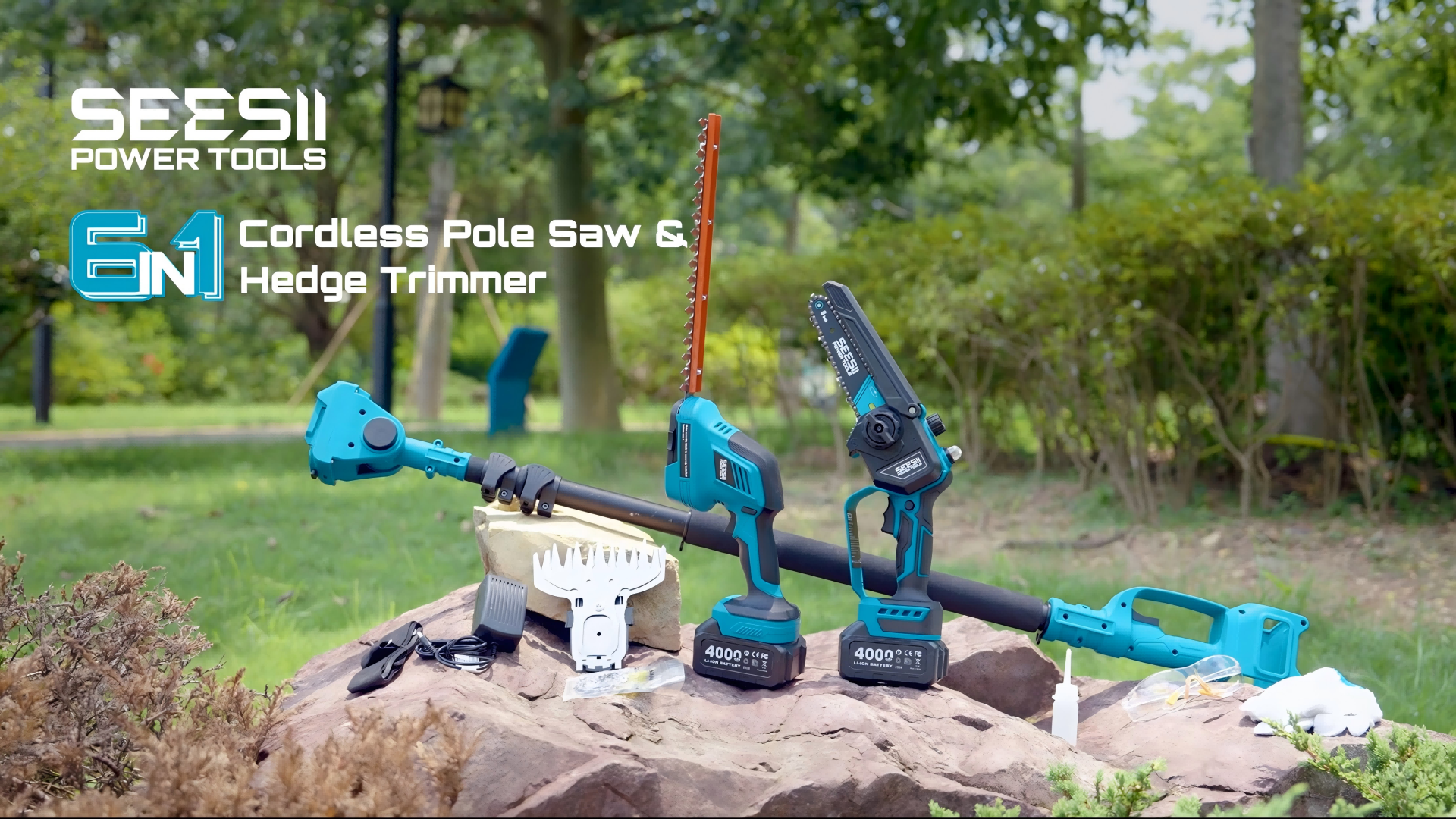 Amazon.com : SEESII 6-in-1 Cordless Pole Saw & Hedge Trimmer Combo