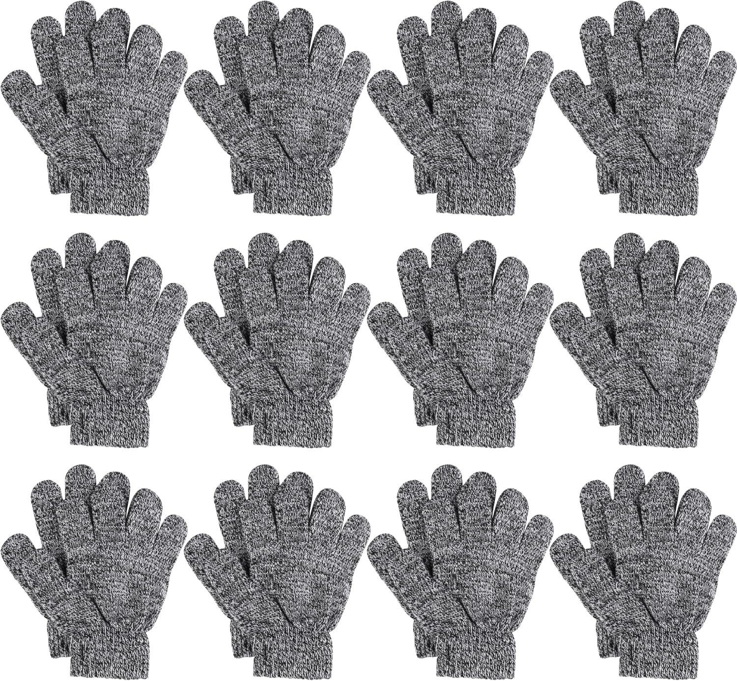 Glooarm 12 Pairs Kids Gloves Winter Toddler Gloves Full Fingers Knit Gloves Children Stretchy Warm Gloves Bulk for Boys Girls