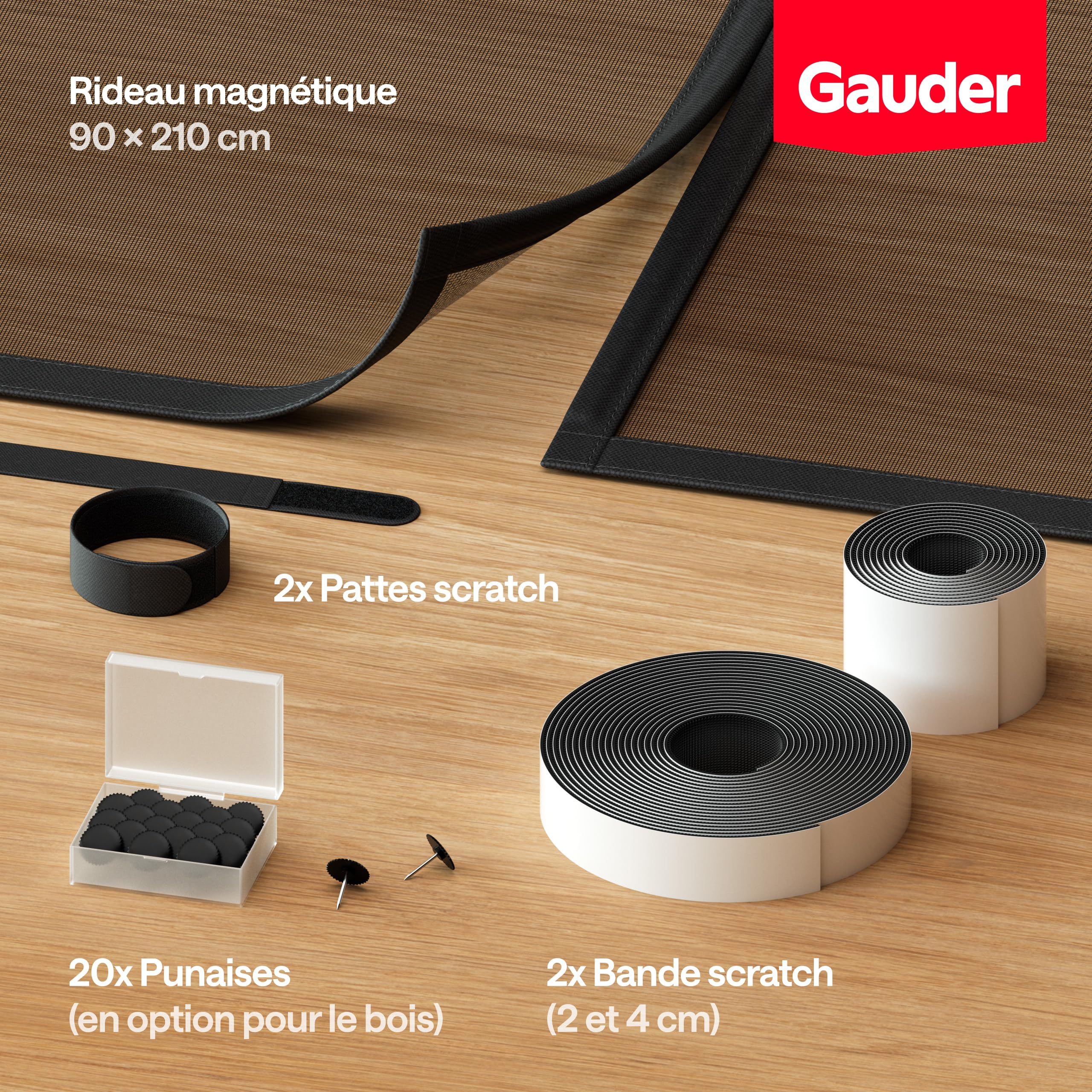 GAUDER Moustiquaire Magnétique pour Porte (90 x 210 cm) Noir | Rideau Anti-Moustiques Aimanté Sans Perçage | Protection Contre les Insectes pour Balcon & Terrasse | Fermeture Automatique