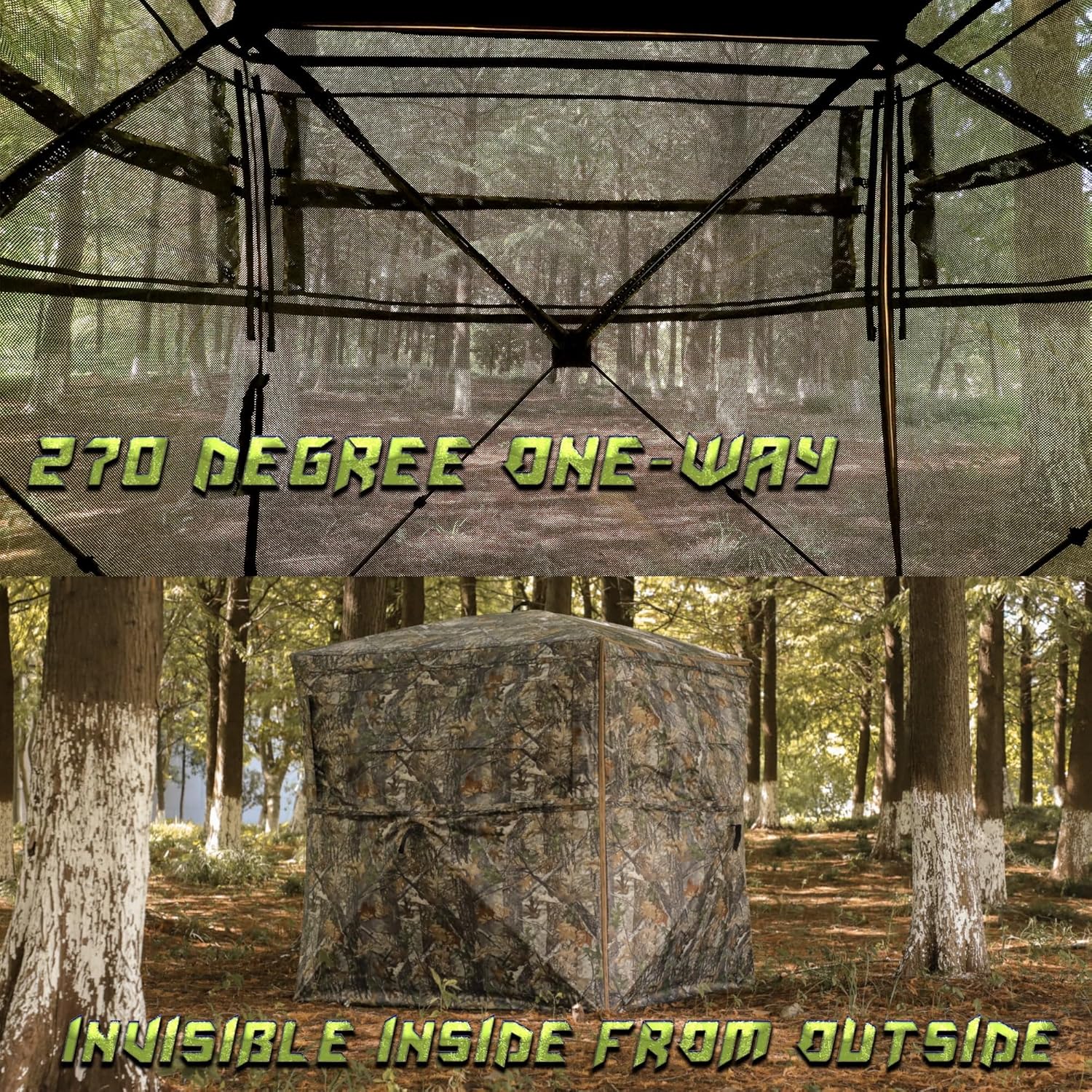 Lenotos Hunting Blind 270° See Through, Low-Noise 2-3 Person Pop Up Deer Blind, Portable Durable Ground Blind for Deer & Turkey Hunting