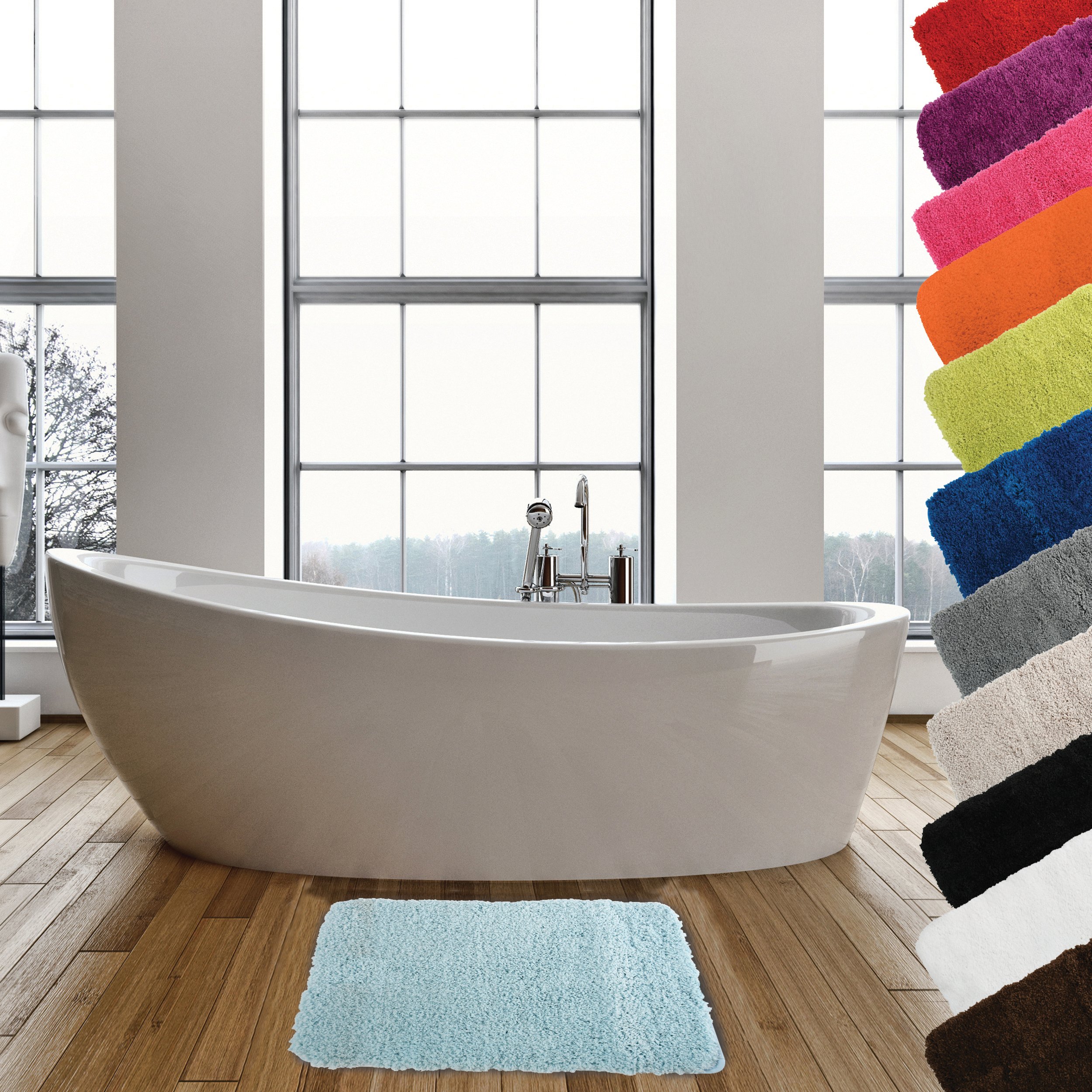 Tappetino Da Bagno Acrilico 50x50 Cm Con Spirale Rossa - Antiscivolo Con Fondo In Lattice, Per WC E Lavabo, Morbido E Assorbente - 2