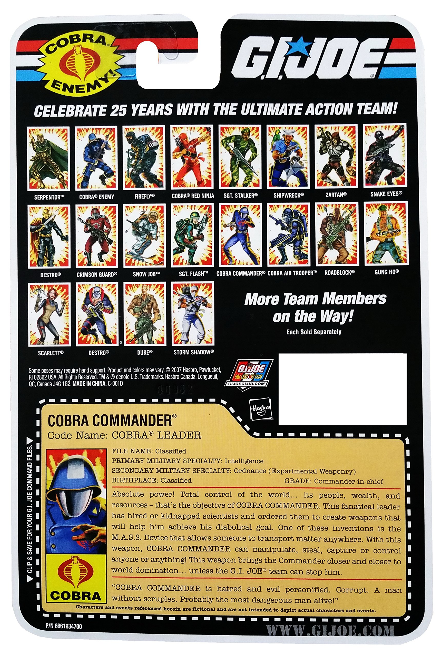 Amazon.com: G.I. Joe 25th Anniversary Cartoon Series Cardback