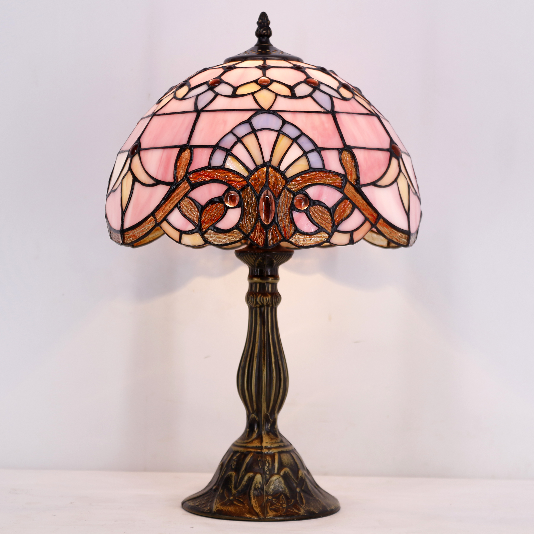 WERFACTORY Tiffany Lamp Stained Glass Table Lamp 12X12X18 Inch