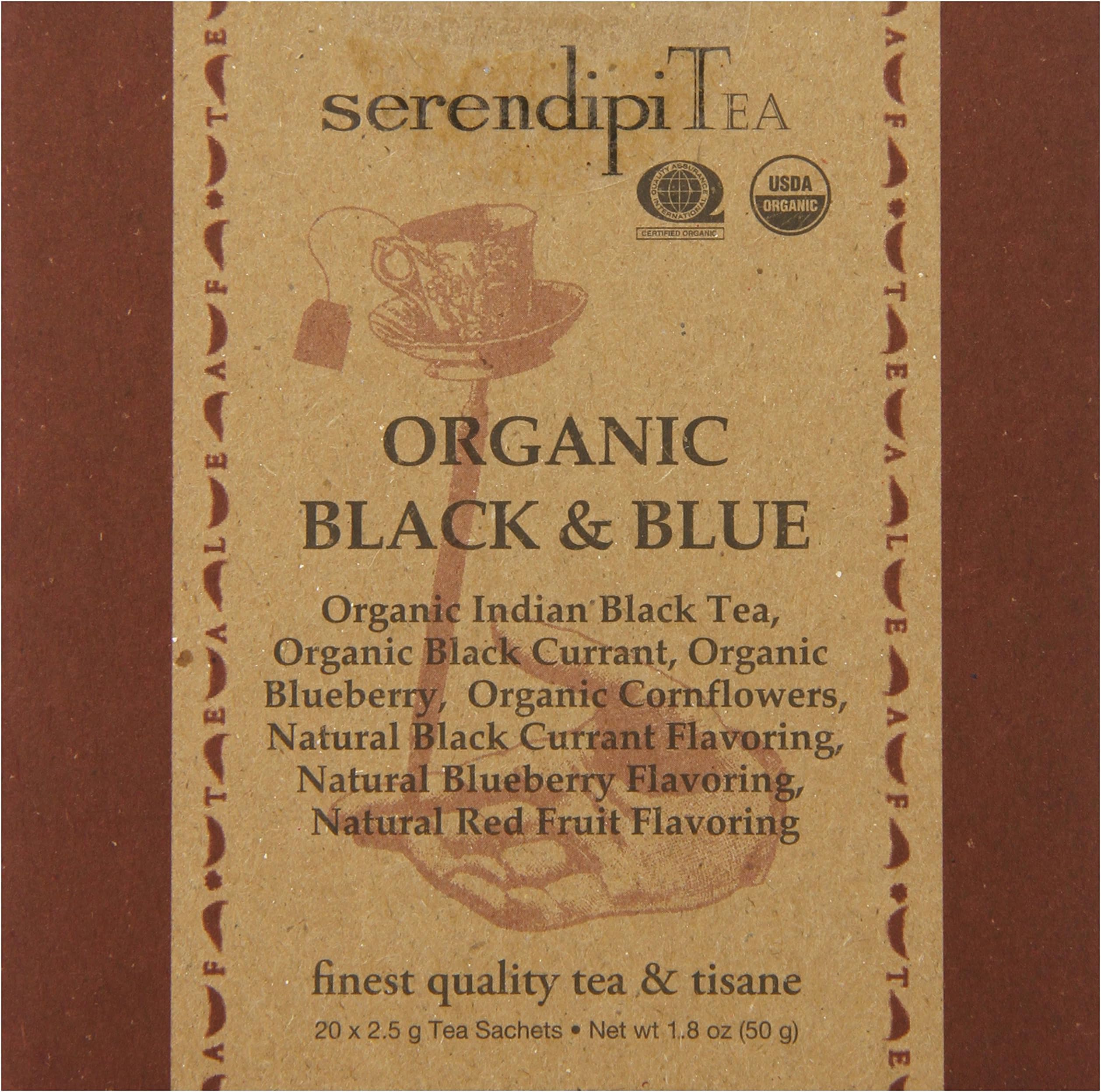 SerendipiTea Organic Tea Black and Blue, 20 Count (Pack of 8)
