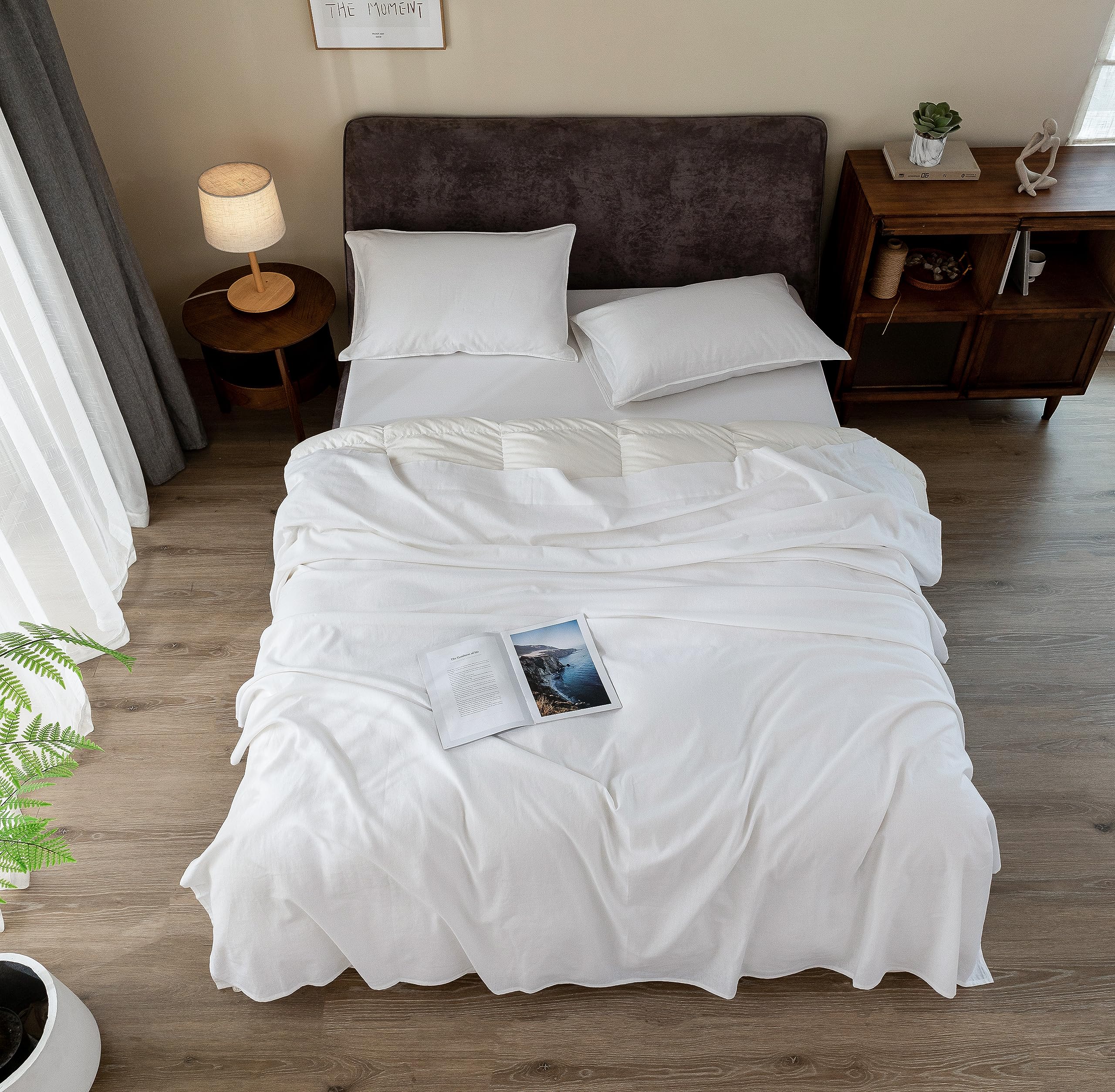 Bedlifes Draps en lin pur 100 % français Queen Size Benin