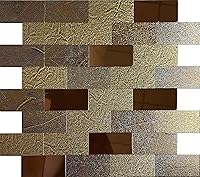 Vista 7 de XUANINY 10 hojas de azulejos autoadhesivos para salpicaduras de muro de metro, azulejos de madera de metal, azulejos de aluminio, para pegar