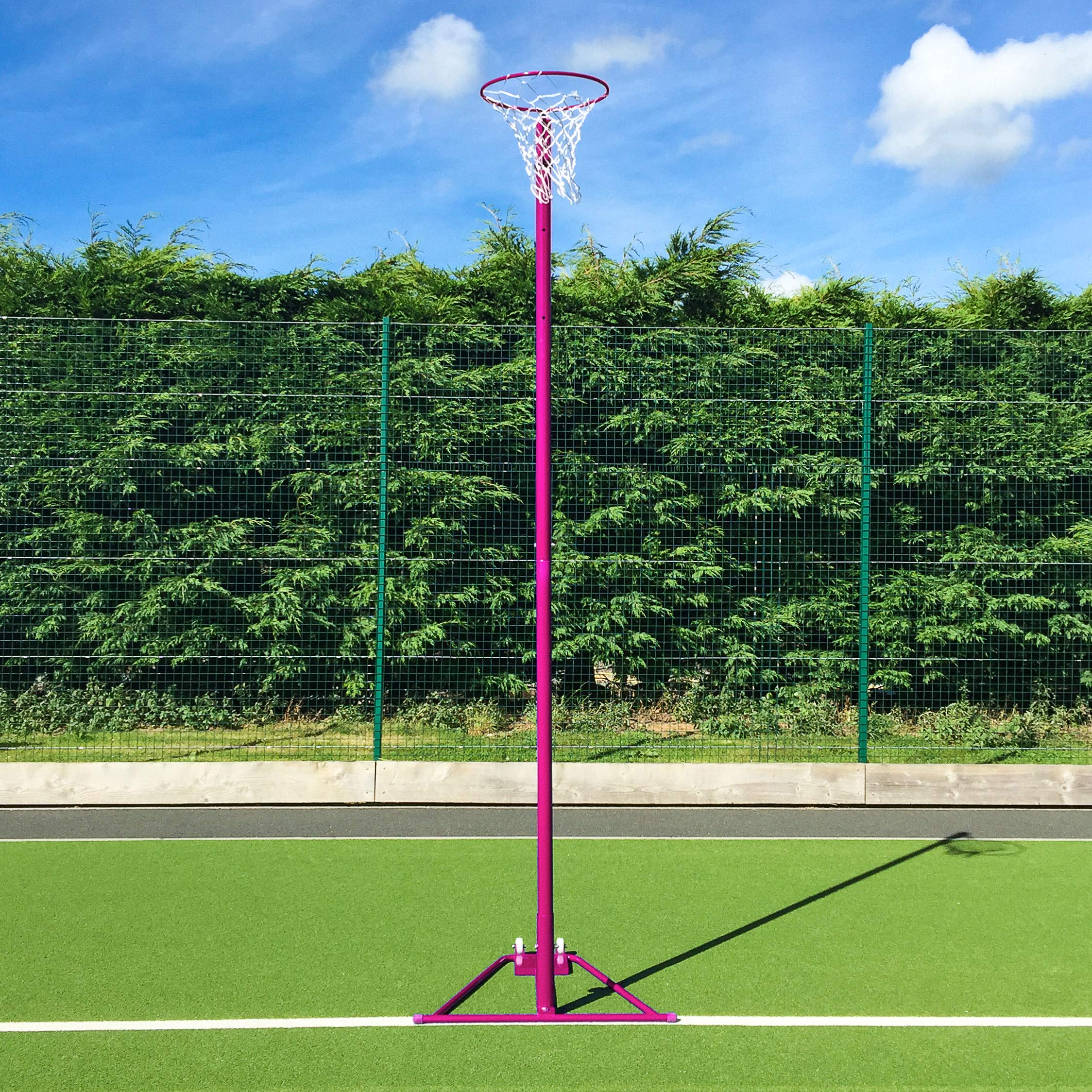 Nws Freestanding Netball Posts [School Standard] Galvanised Steel - Available In Pink Or Blue (Pink, Single)
