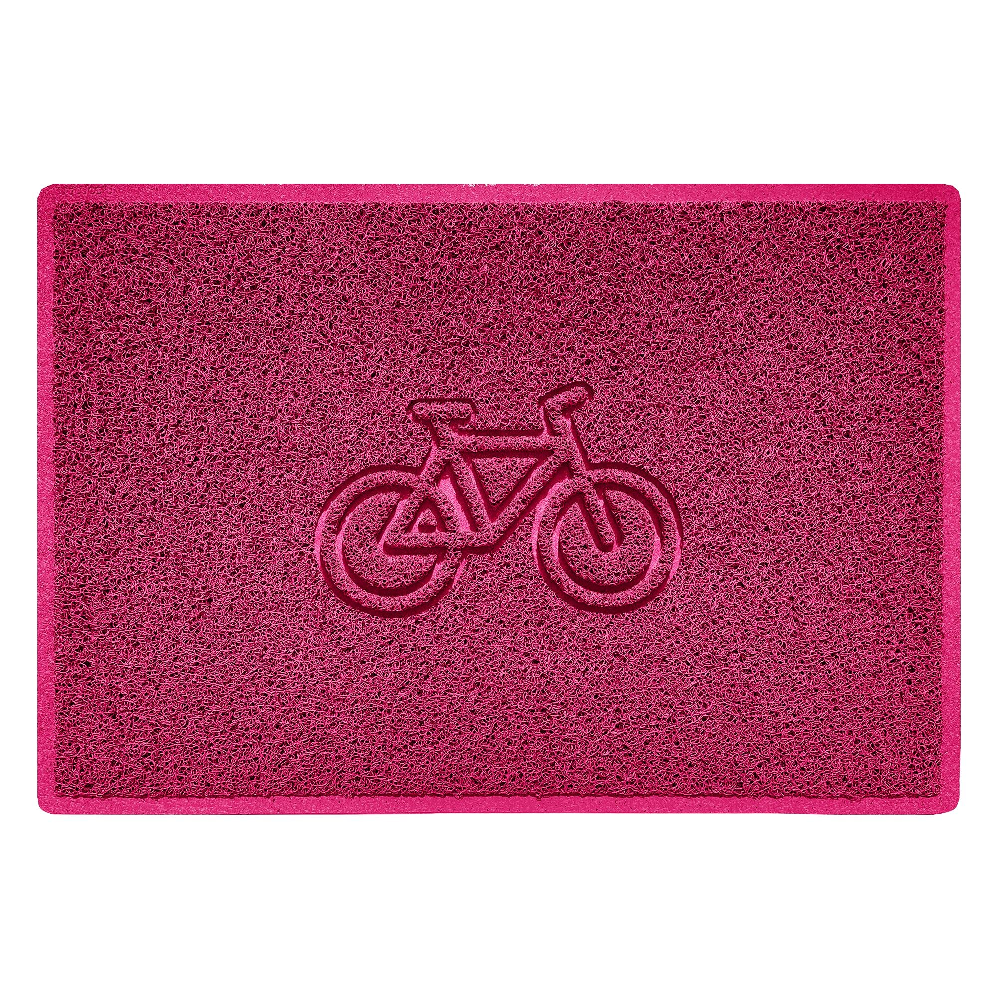 Nicoman Bike Embossed Shape Door Mat Dirt-Trapper Washable Barrier Doormat-(Use Indoor or Sheltered Outdoor)-(90x60cm/3x2ft,Large) Pink
