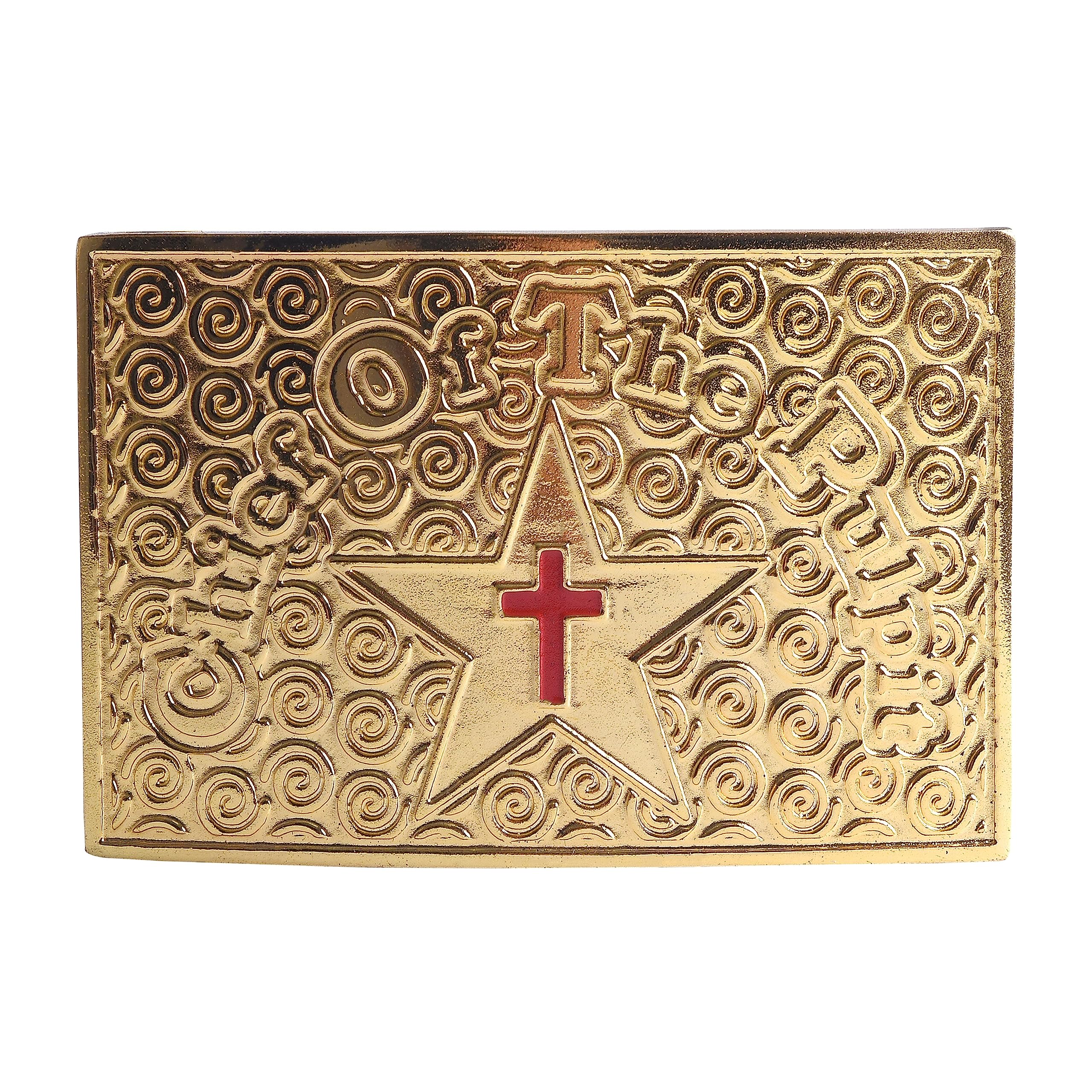 BRICKS MASONS Knights Templar Commandery Belt Buckle - Gold Plated With Red Cross