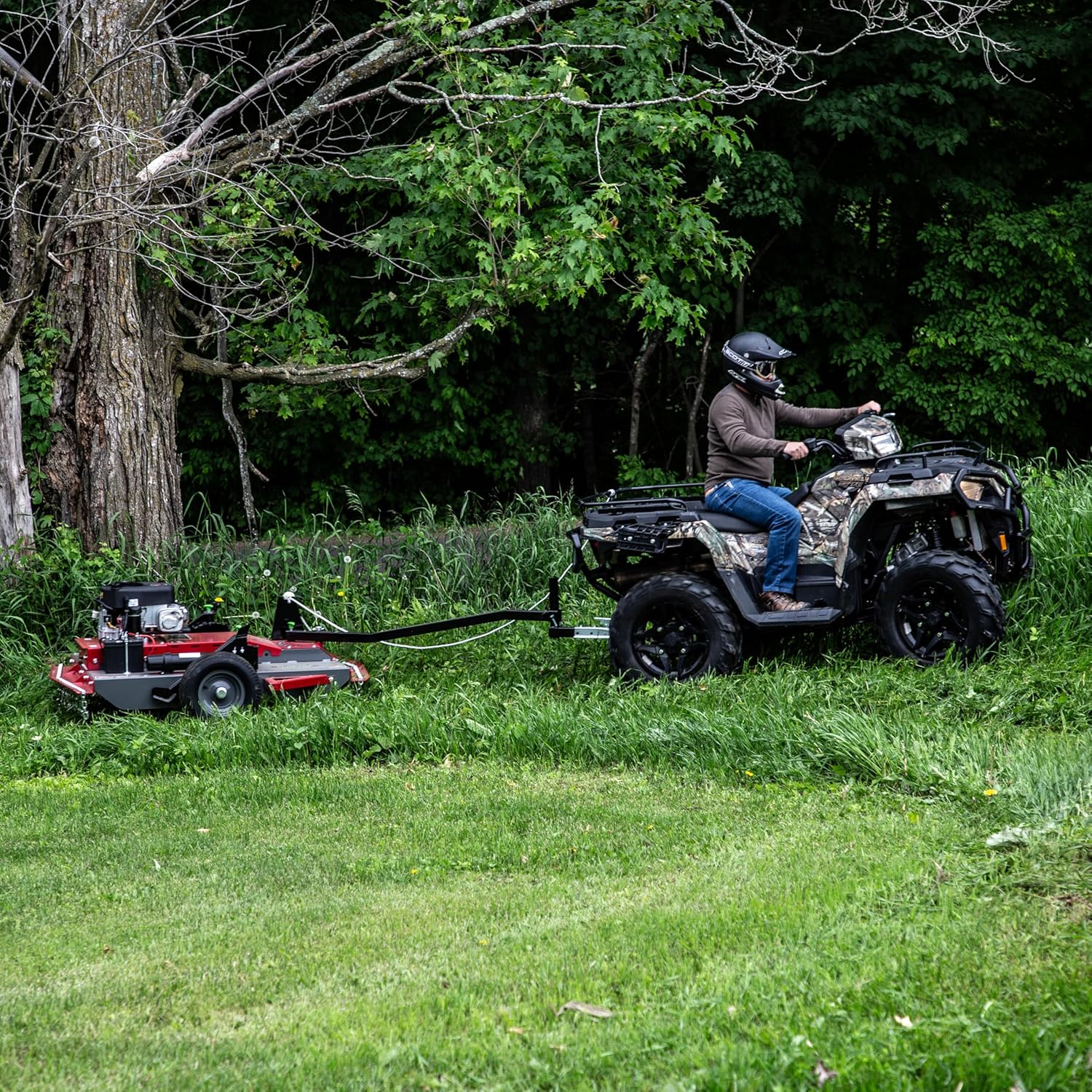 Earthquake Acreage Tow-Behind Mower, 44” Steel Deck, 17.5HP Briggs & Stratton, Electric Start w/Battery, Manual Blade Lever, Adjustable Tow & Height, 2” Ball, Model 42795