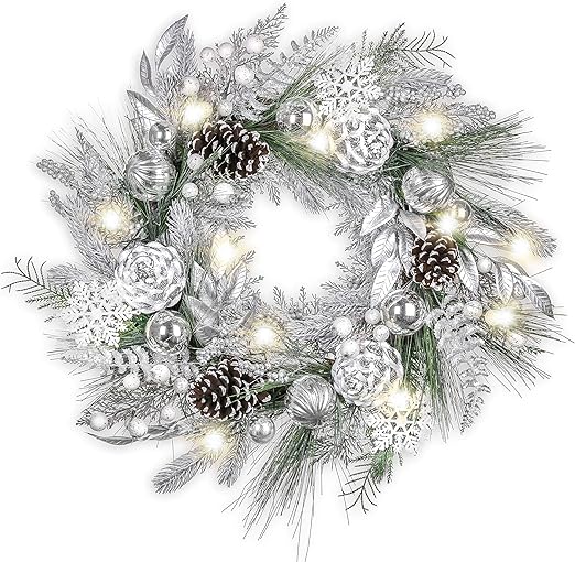 Christmas Wreath for Front Door with Lights