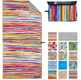 ECCOSOPHY Microfiber Beach Towel - Quick Dry, Sand Free and Oversized 71x35