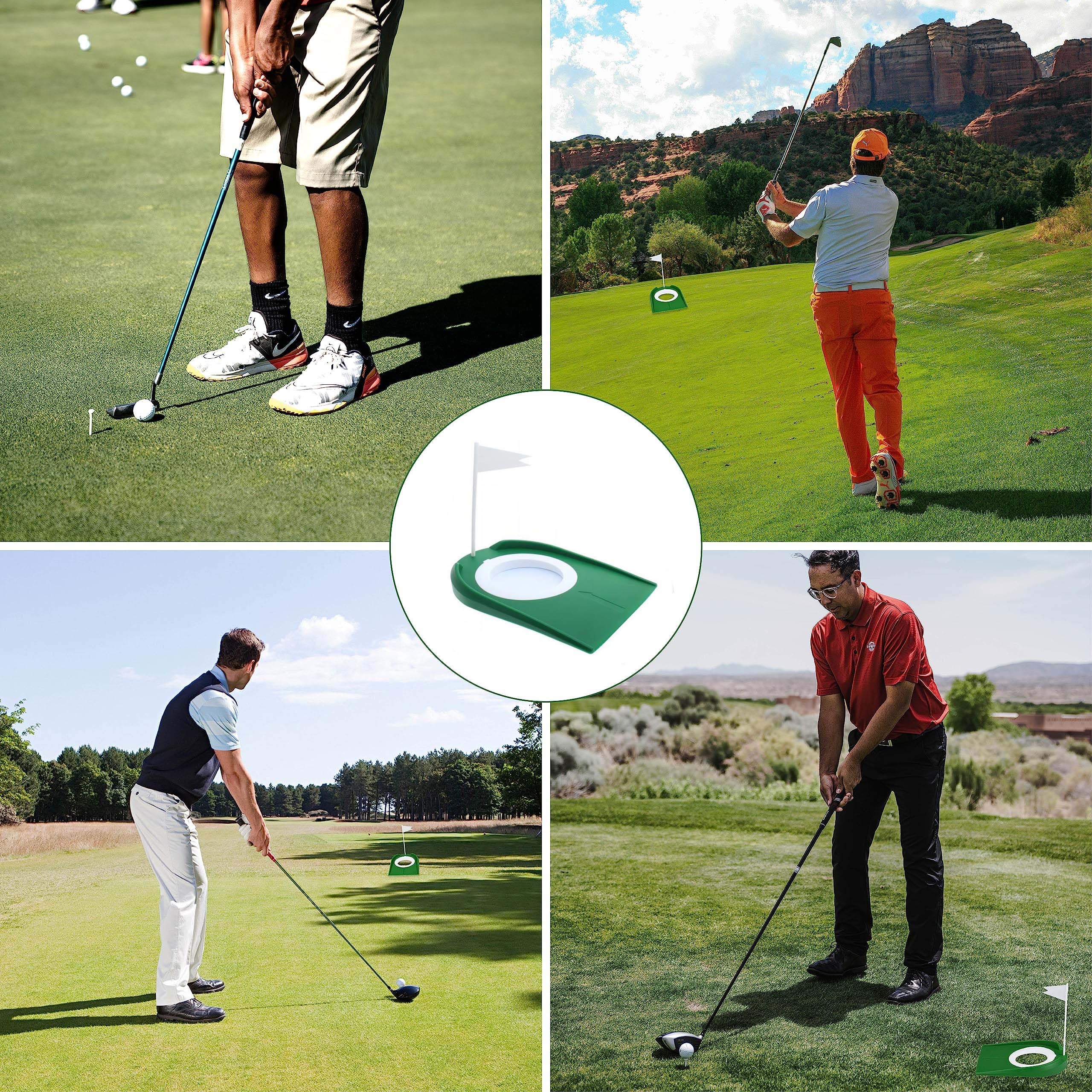Gobelet de putter de golf en plastique, coussin de putter d'entraînement de golf pour aide à la pratique intérieure et extérieure avec drapeau de golf putter, trou réglable et drapeau