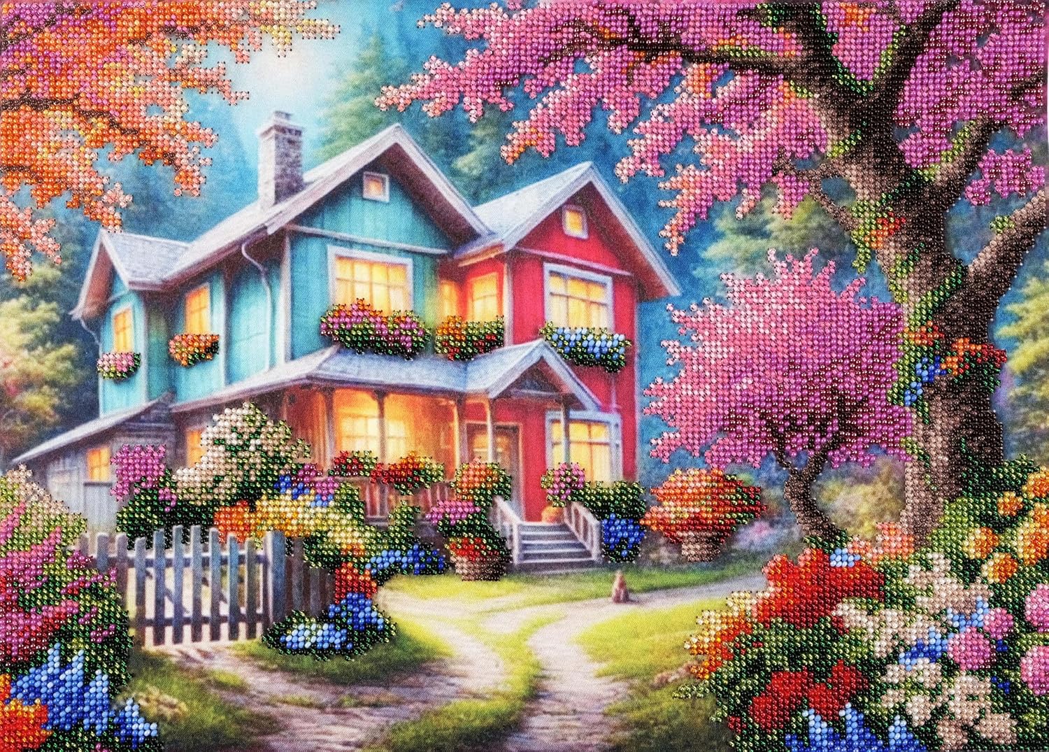AllAboutEmbroideryUA Bead Embroidery kit Spring Cottage HS-5101 Beaded Cross Stitch Needlework