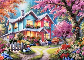 AllAboutEmbroideryUA Bead Embroidery kit Spring Cottage HS-5101 Beaded Cross Stitch Needlework