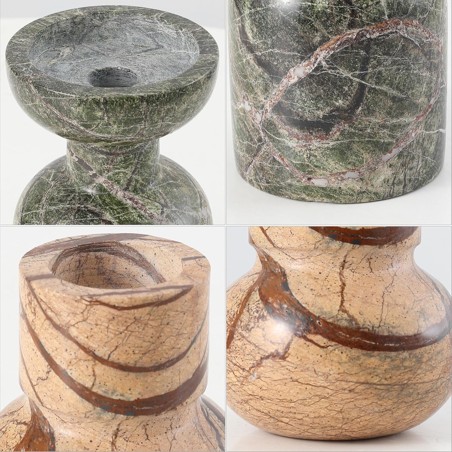 SAFAVIEH Home Collection Odessa Multicolored Marble Candle Holder Set of 2 (Fully Assembled)