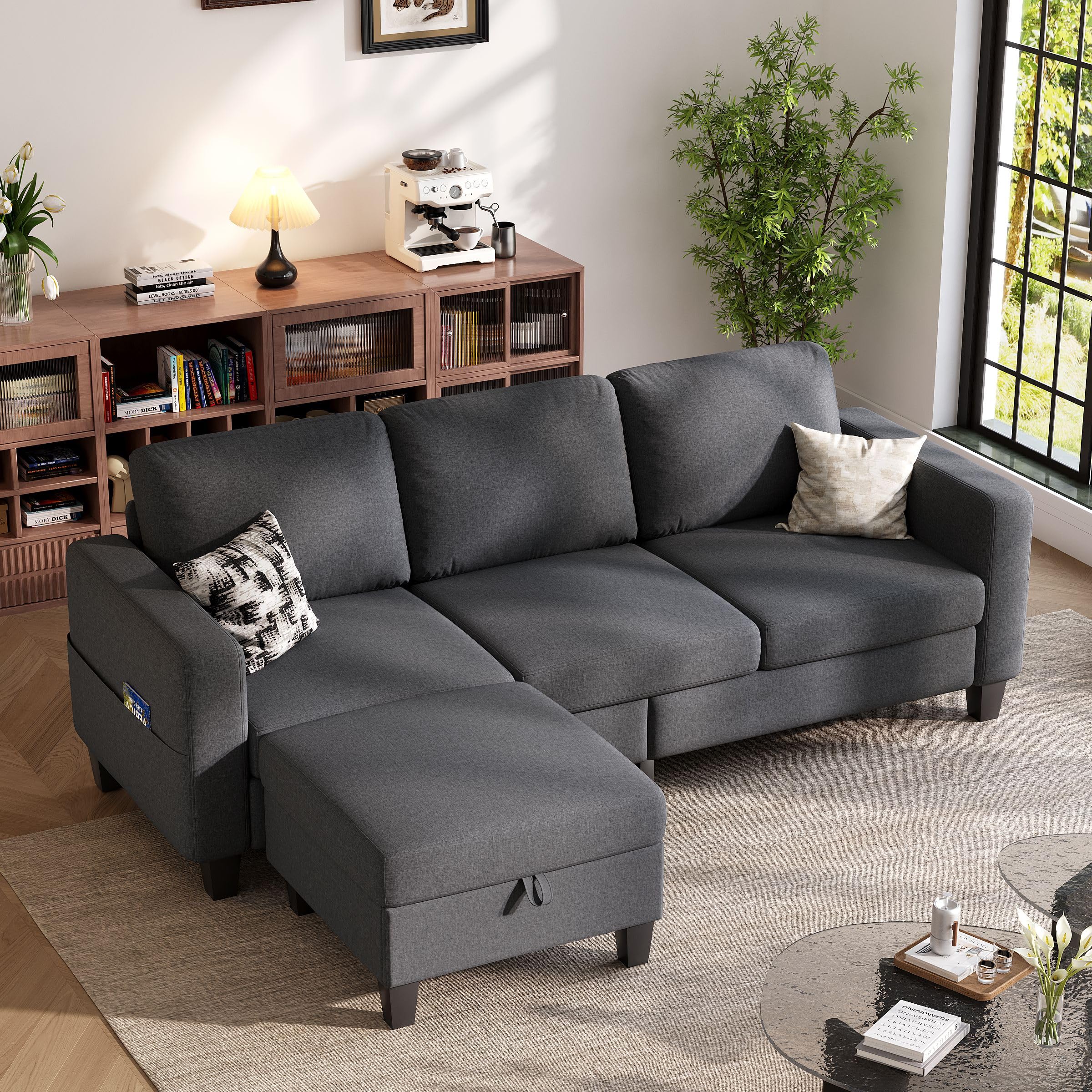 Lonkwa 78' L Shaped Couch with Storage Ottoman