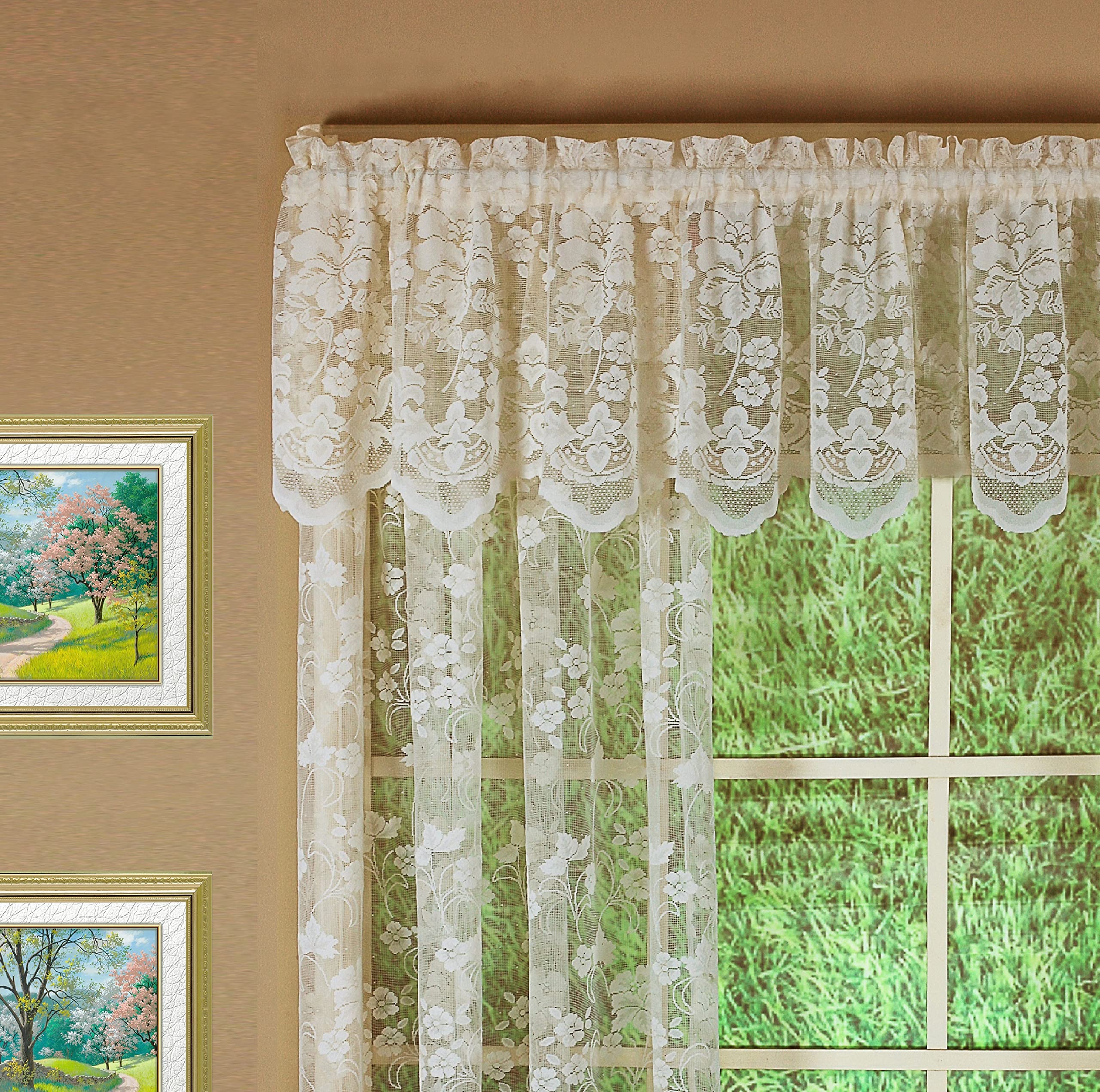 Today's Curtain Ivory Floral Vine Lace Panel 84", 60W X 84L