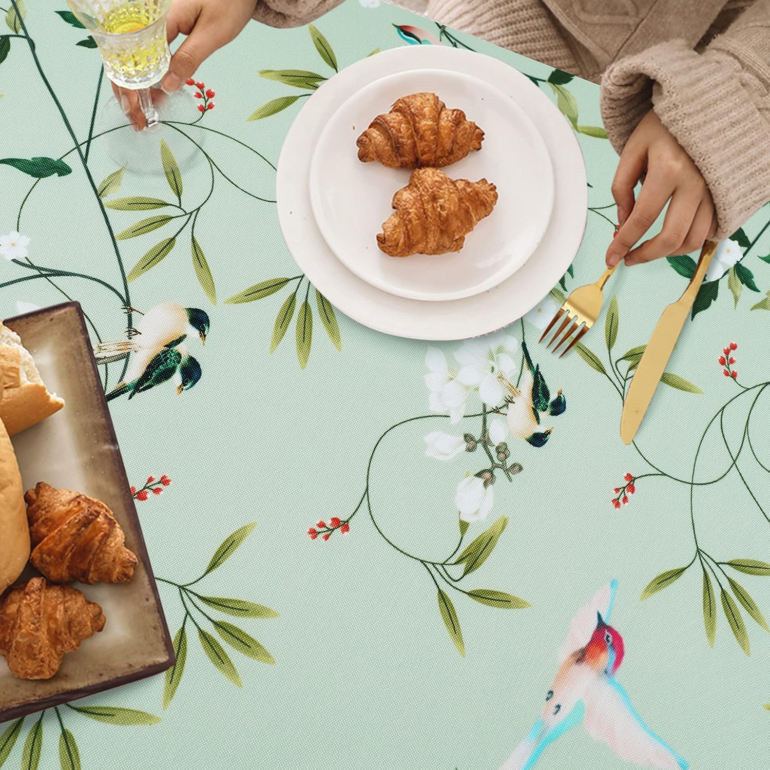 Spring Summer Tablecloth Waterproof Fabric Oblong Table Cloth, Holiday Decoration Perfect for Kitchen Dining,Restaurant,Outdoor Table Cover 60"x 120" Oblong/Rectangle