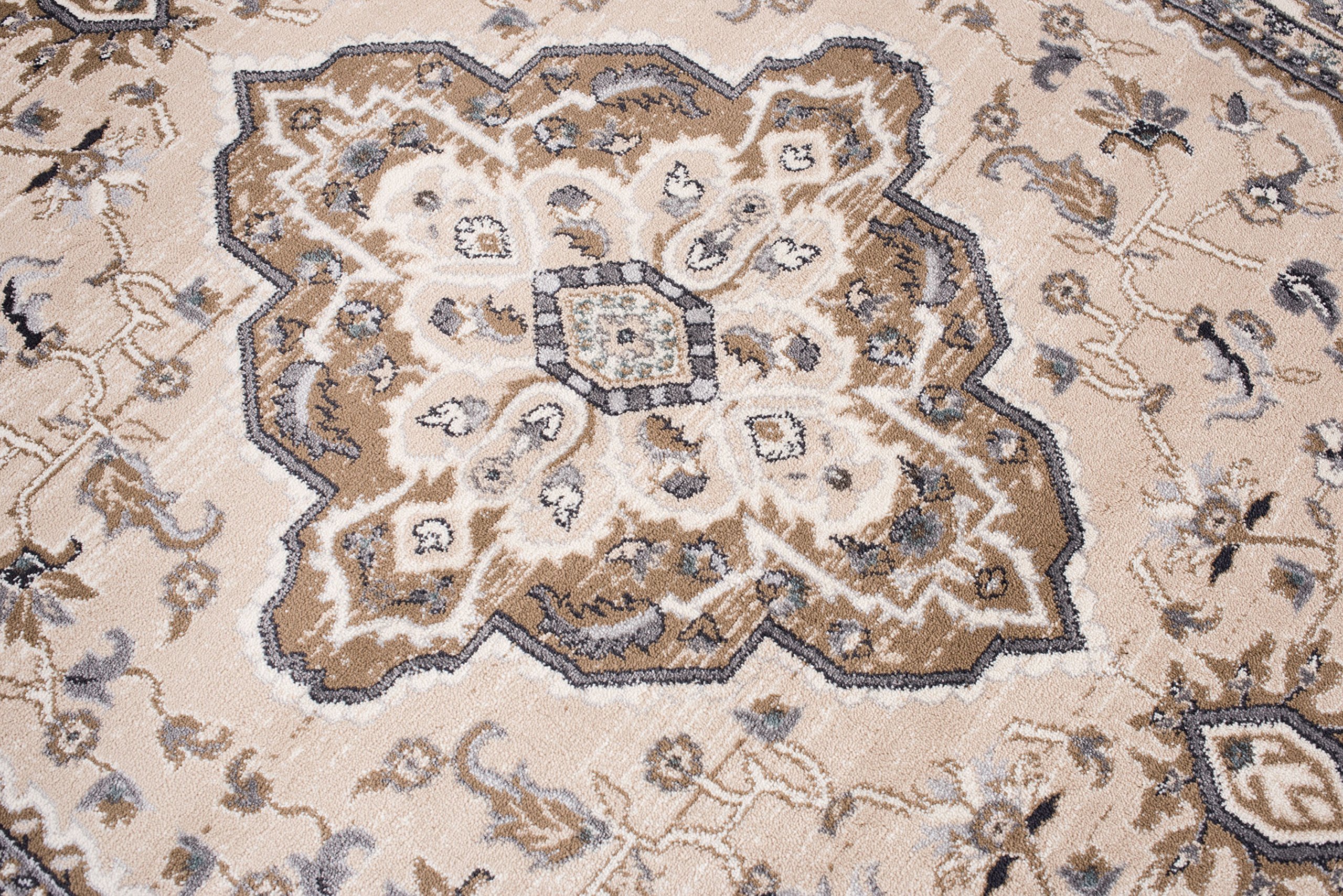 Carpeto Rugs Alfombra Oriental de Diseño Floral de Salón Grande de Pelo Corto - Alfombras de Habitación de Matrimonio, Dormitorio y Comedor - Alfombras Salon - Beige Claro - 60 x 100 cm