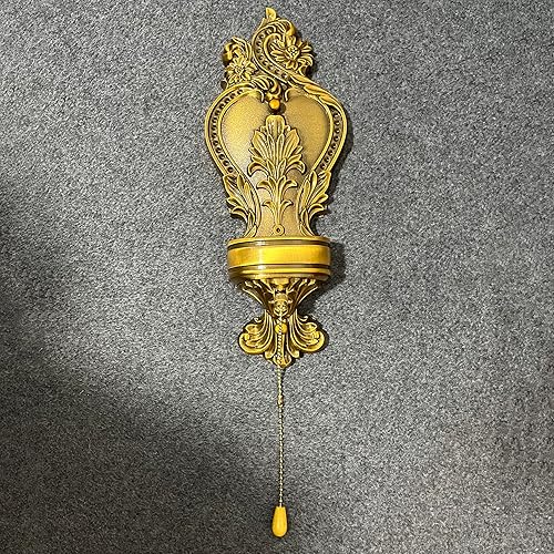 Miniatura 3 de Aplique de pared vintage, lámpara de pared de latón antiguo con interruptor de encendidoapagado de cadena de tracción, lámpara de pared floral de