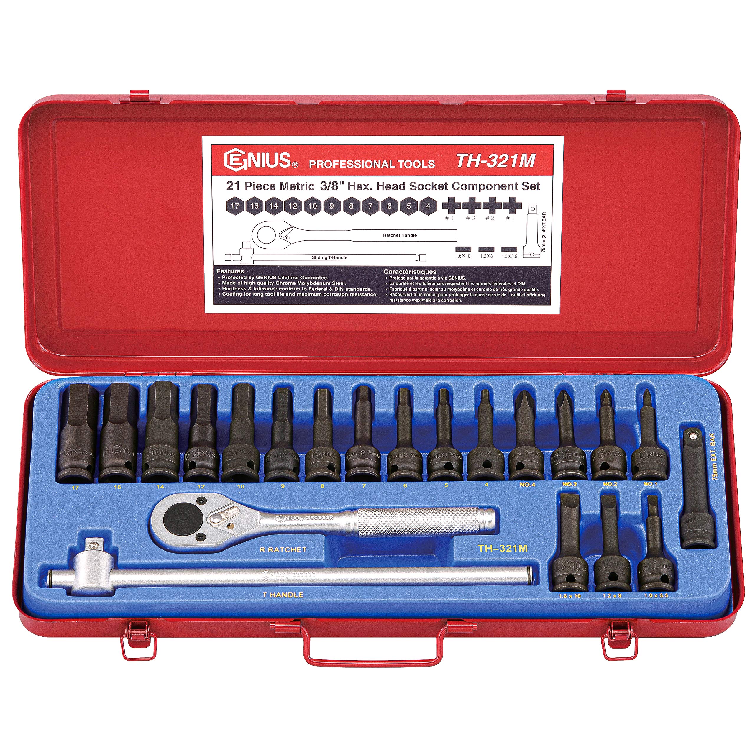 GearWrench Steckschlüssel 22 Mm – 3/8 Zoll Antrieb, 6-kant, Aus Chrom-Molybdän-Stahl, Schwarz