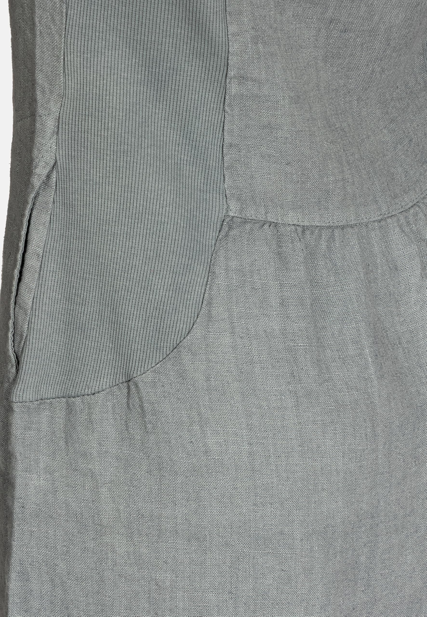 Caspar SKL042 Damen Sommer Leinenkleid mit dezentem Spitzeneinsatz