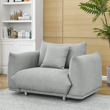 Mid Century Modern Sofa,Single Upholstered Sofa Couch for Living Room,Comfy Loveseat Sofa with Solid Wood Frame,Contemporary Couches Metal Leg,2 Pillows for Apartment Bedroom Grey-50.75"