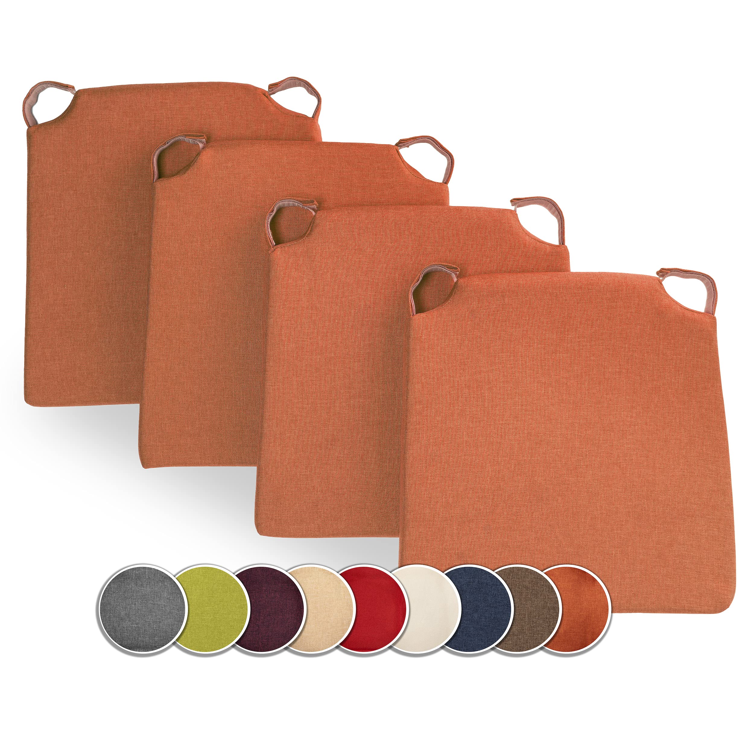 SINOSSO Cuscini In Memory Foam Per Sedie Da Pranzo – Confezione Da 6, Rivestimento In Lino, 40,6x40,6x4,1 Cm, Fondo Antiscivolo, Grigio Scuro