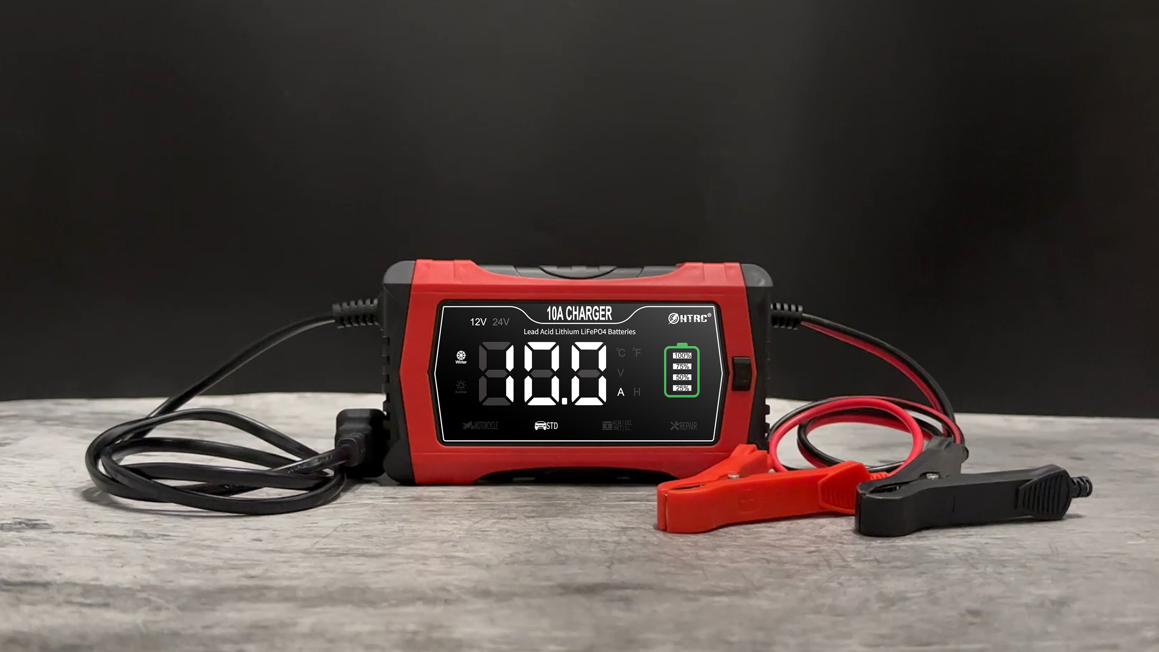 Acculader Voor Auto's, 12 V, 6 A, Intelligente Temperatuurcompensatie Reparatiemodus Vrachtwagen Grasmaaier