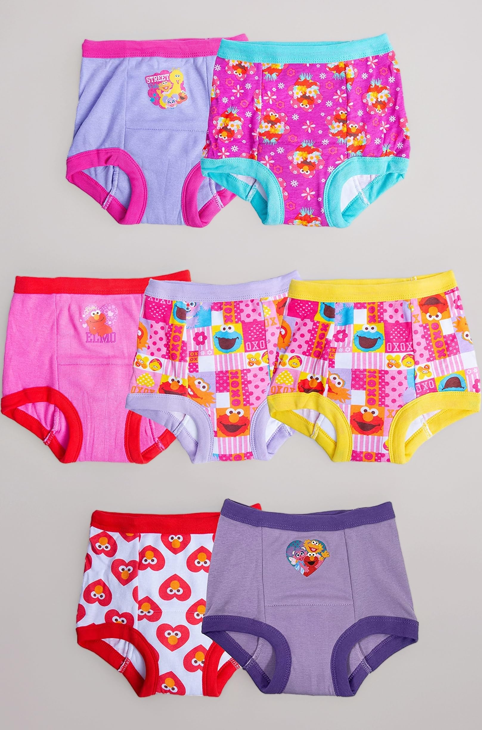 Girls' Toddler Friends 7-Pack Training Pants 2T, 3T, 4T, Sesame