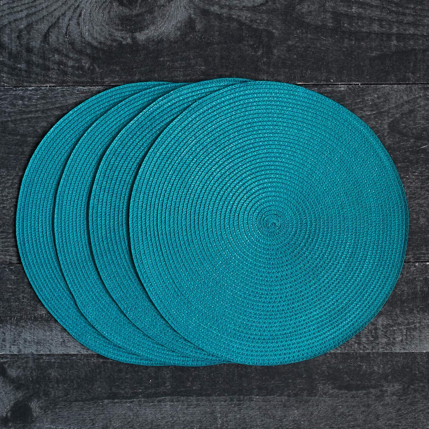Now Designs Disko Round Placemats, Peacock, Set of 4