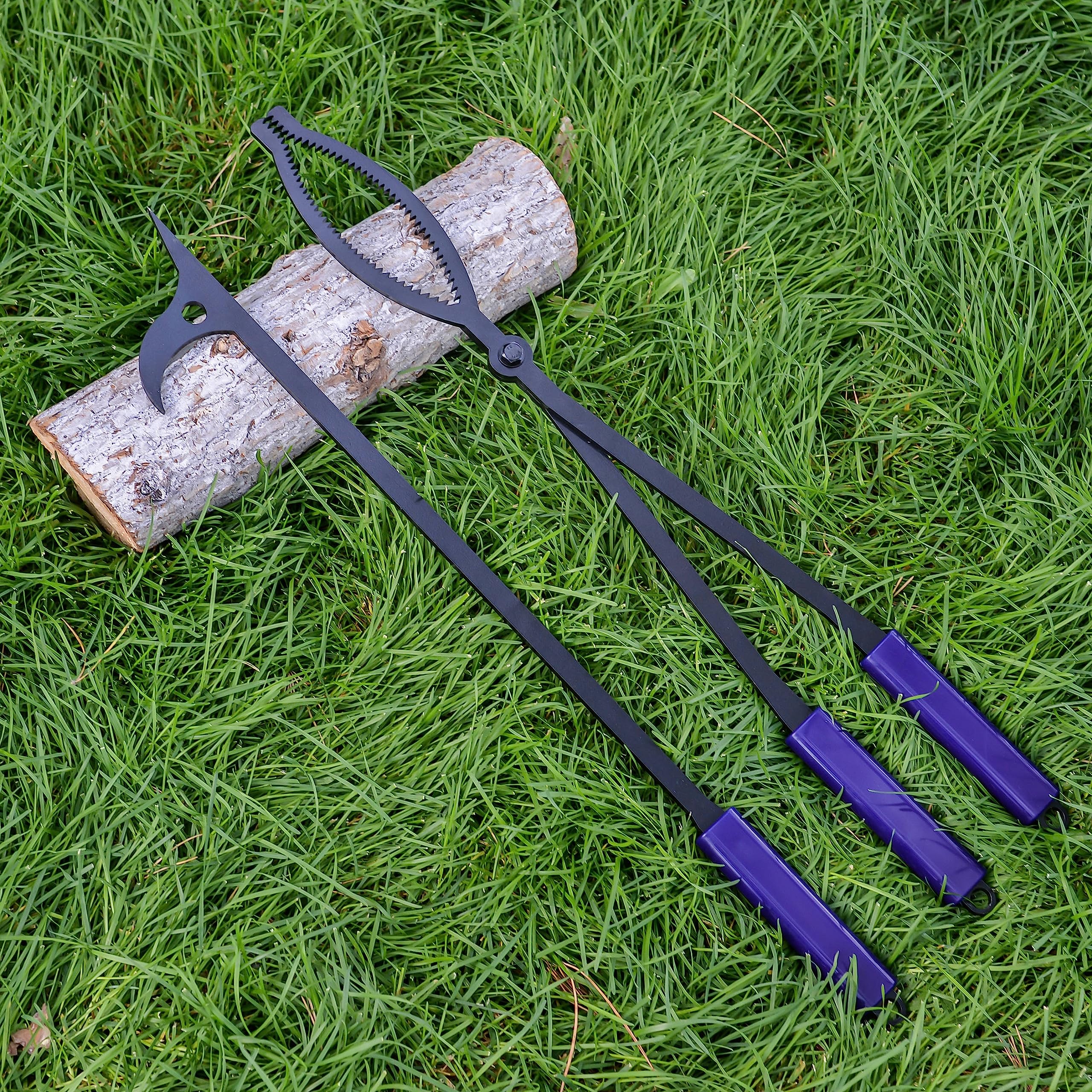 Heavy Duty Fire Tongs Set, 28 Inch Fire Poker And Log