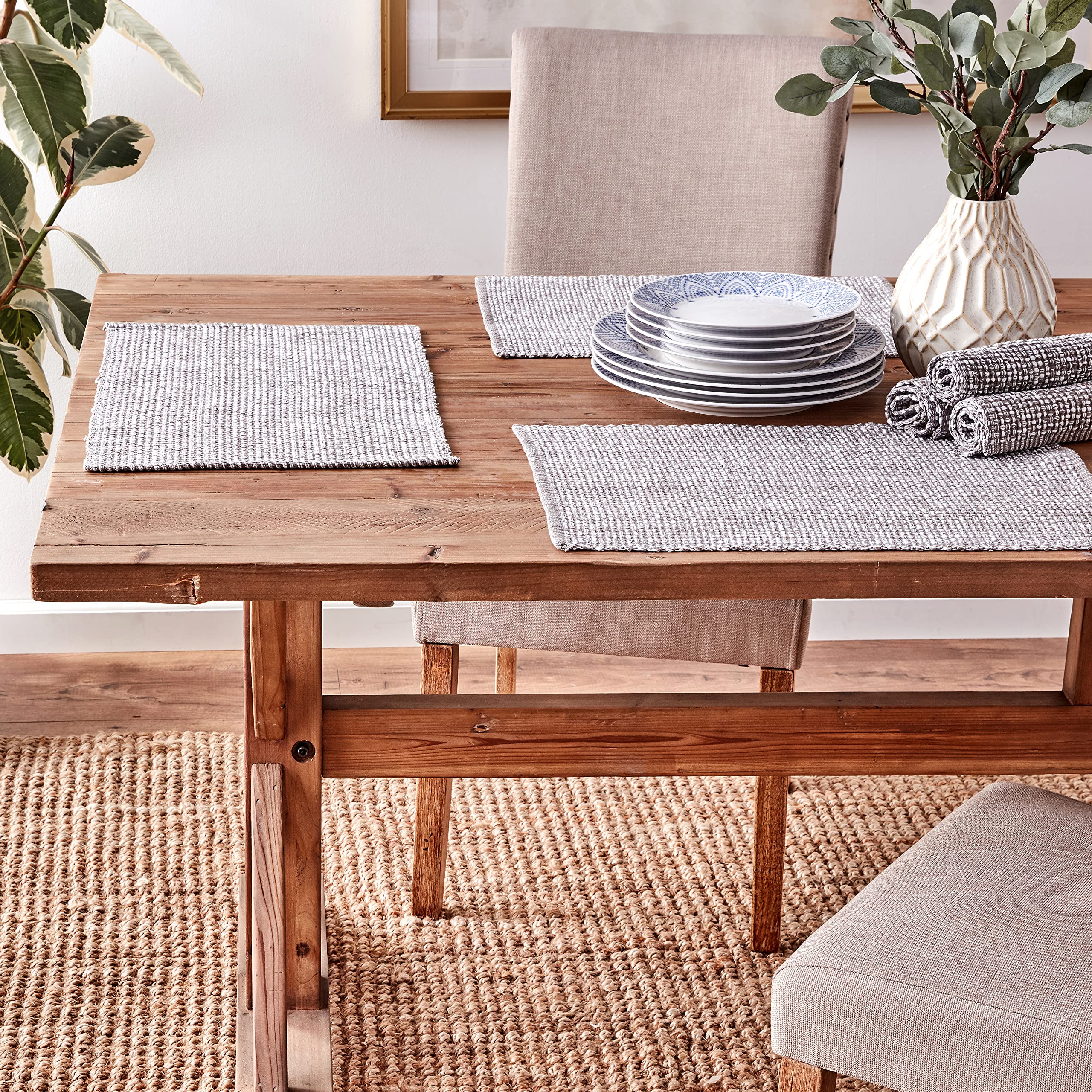 Sweet Home Collection Trends Lot de 6 Sets de Table 100% Coton tissé Bicolore Gris 33 x 48,3 cm