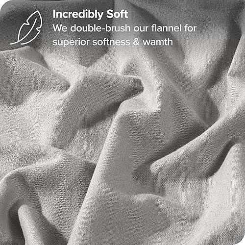 Miniatura 2 de Bare Home Sábana bajera ajustable de franela 100% algodón, aterciopelada suave y pesada, franela de doble cepillado, bolsillo profundo (King, gris