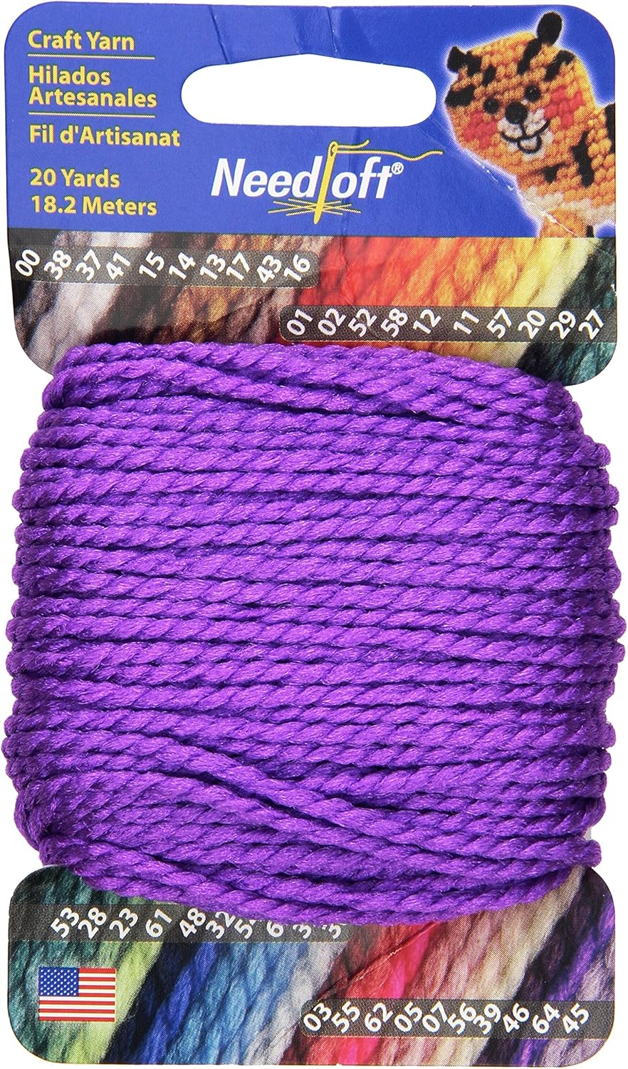 Needloft Craft Yarn, 20-Yard, Bright Purple