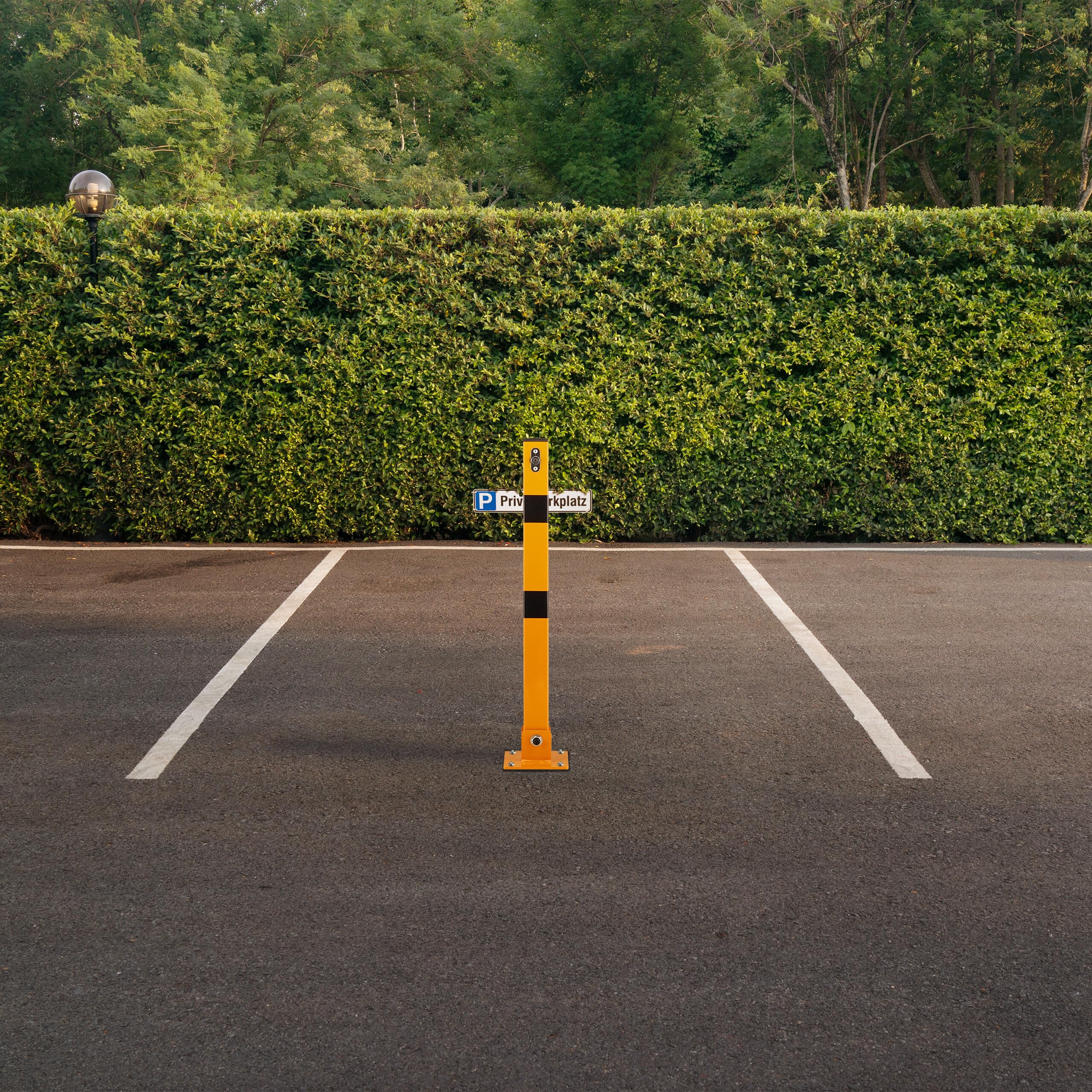 Relaxdays Poteau de Parking Rabattable, borne de stationnement en Acier, H : 65 cm, verrouillable, Blanc/Rouge