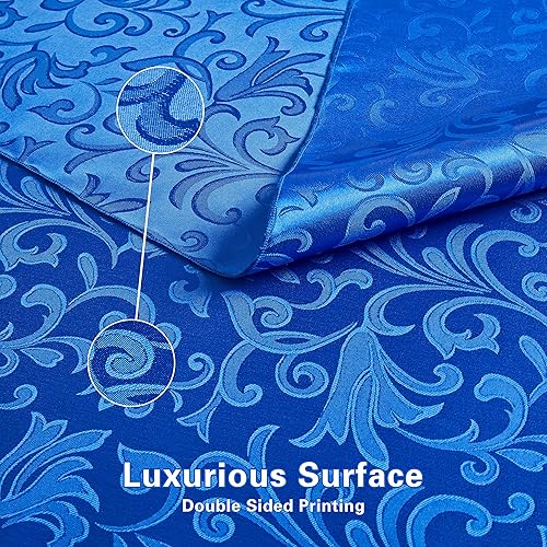 Miniatura 5 de 4 manteles individuales de damasco jacquard, color azul real, 13 x 19 pulgadas, protegen la superficie, resistentes al calor y a las manchas