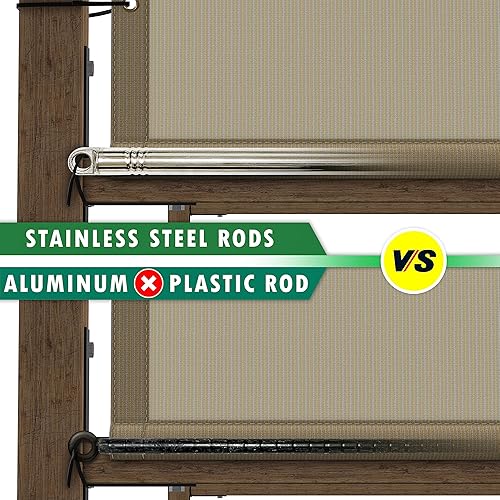 Miniatura 4 de ColourTree Cubierta de repuesto para toldo de pérgola marrón, 8 pies de ancho x 16 pies de largo, tela de grado comercial de 260 GSM para patio al