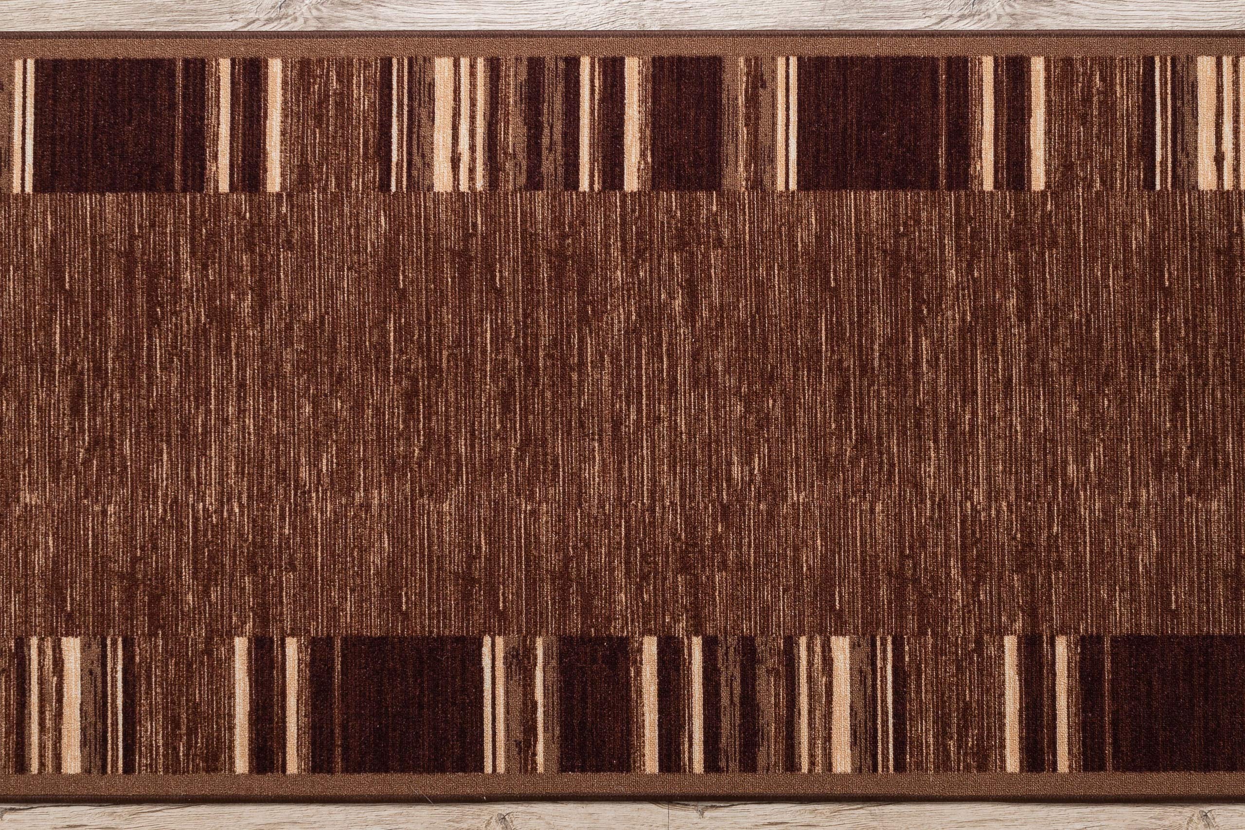 Rugsx Tapis Couloir Adagio Marron 110x340 Cm – Antidérapant, Moderne, Durable – Cuisine & Entrée