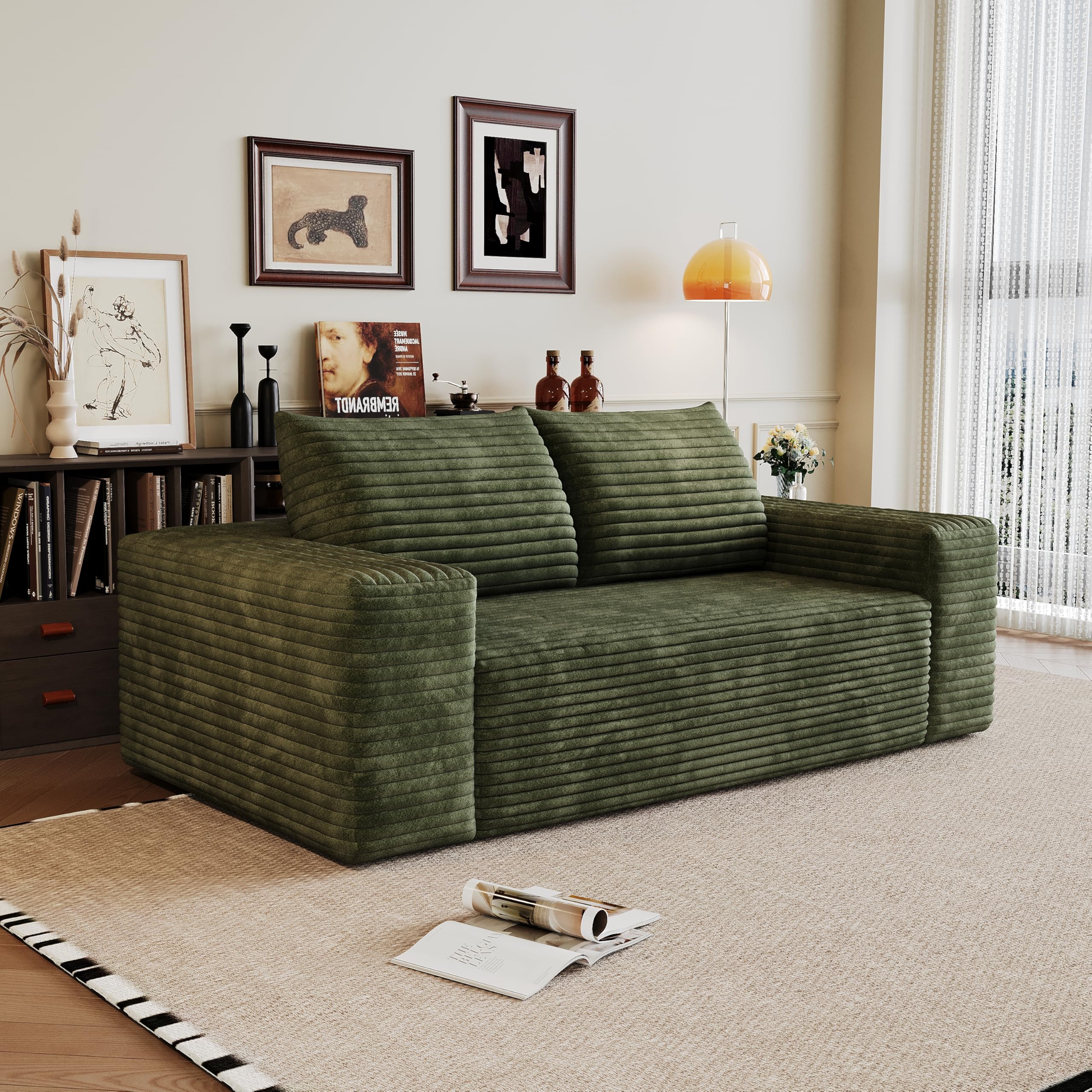 180 cm Cómodo sofá Corduroy, con asiento profundo, sofá pequeño Loveseat, sofá modular sin hueso, esponja, no requiere montaje, sofás de compresión para salón, dormitorio, apartamento
